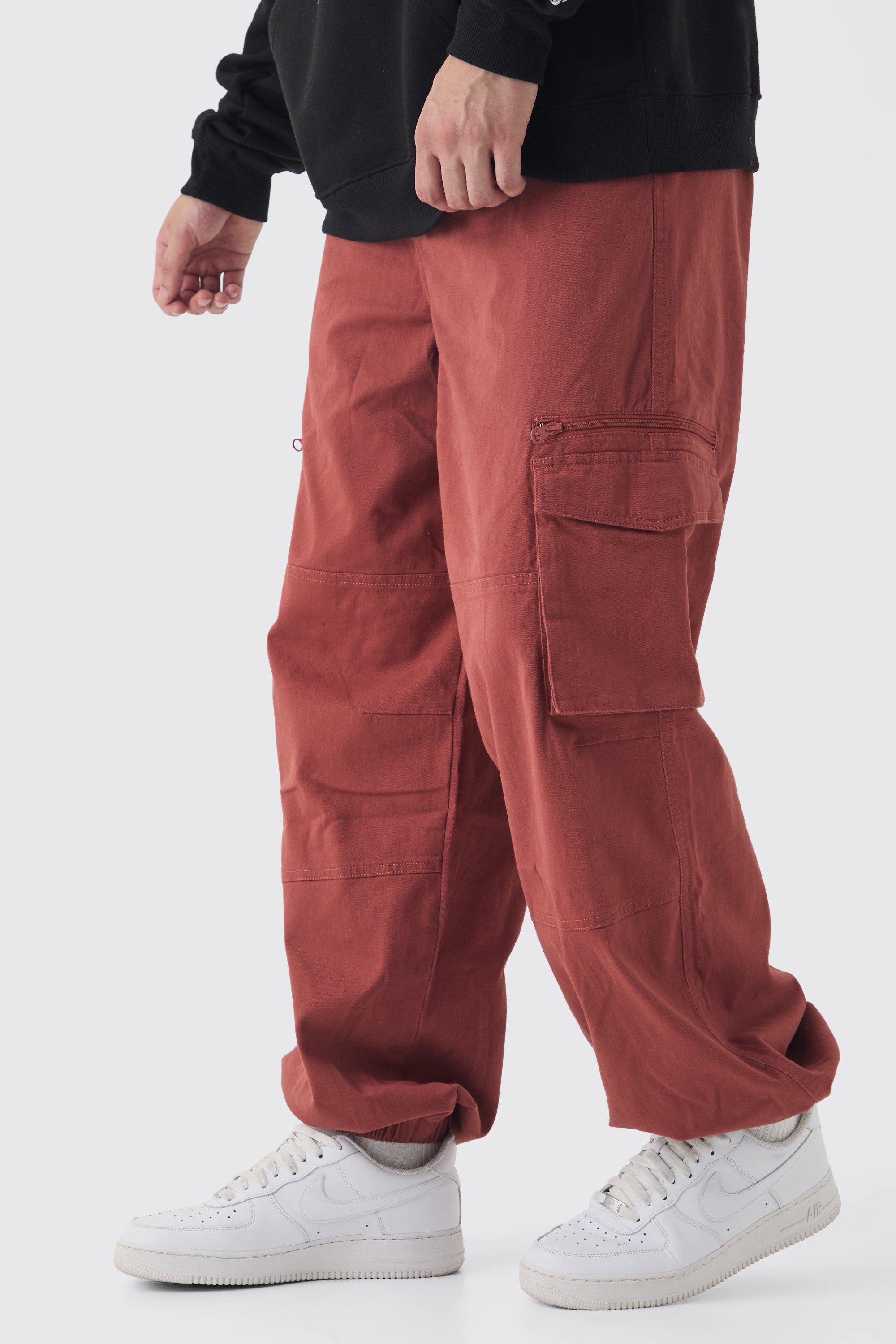 Pantaloni tuta Cargo Tall oversize con laccetti piatti, Arancio