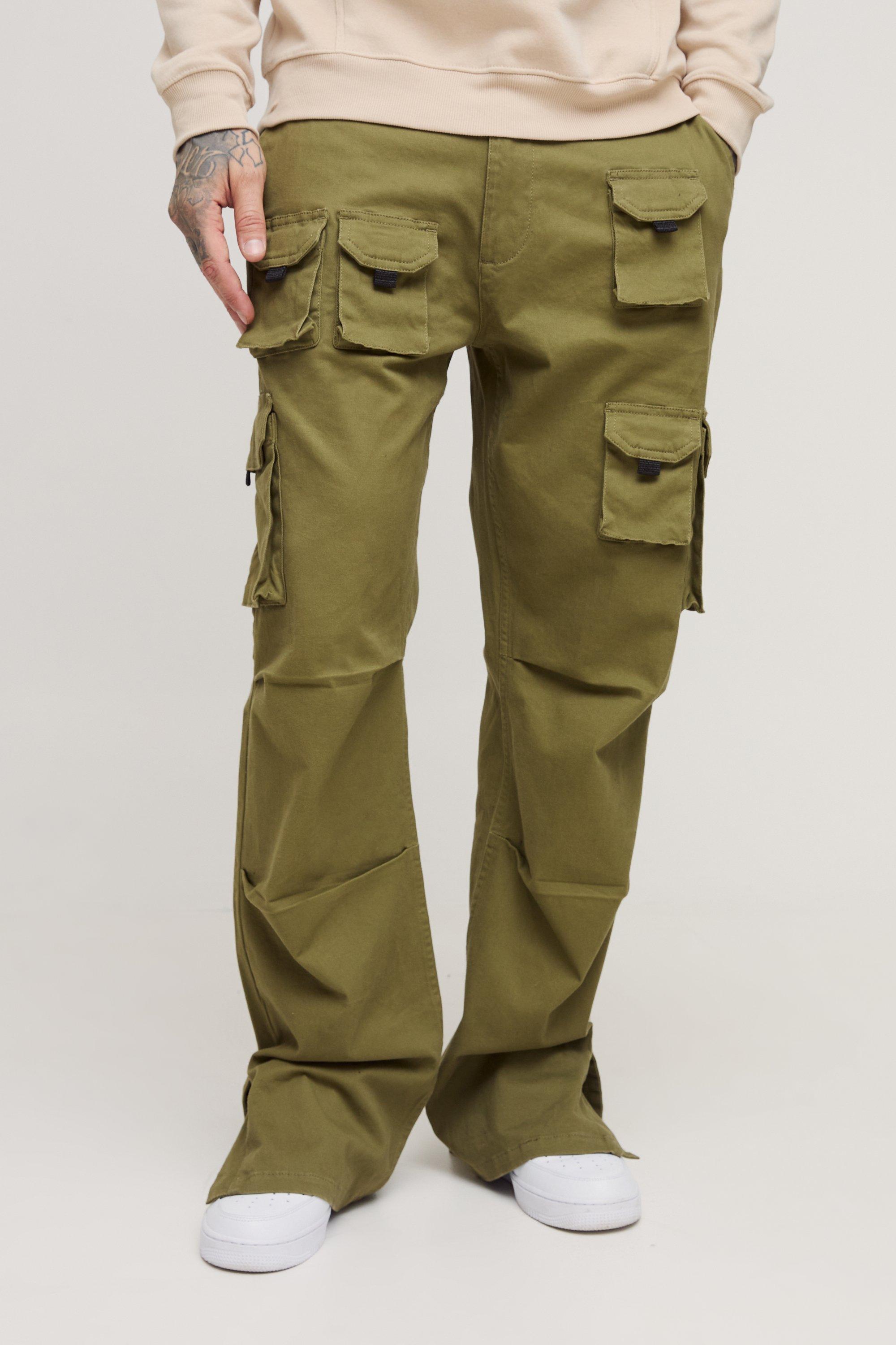 Pantaloni Cargo Tall rilassati con spacco sul fondo, Verde