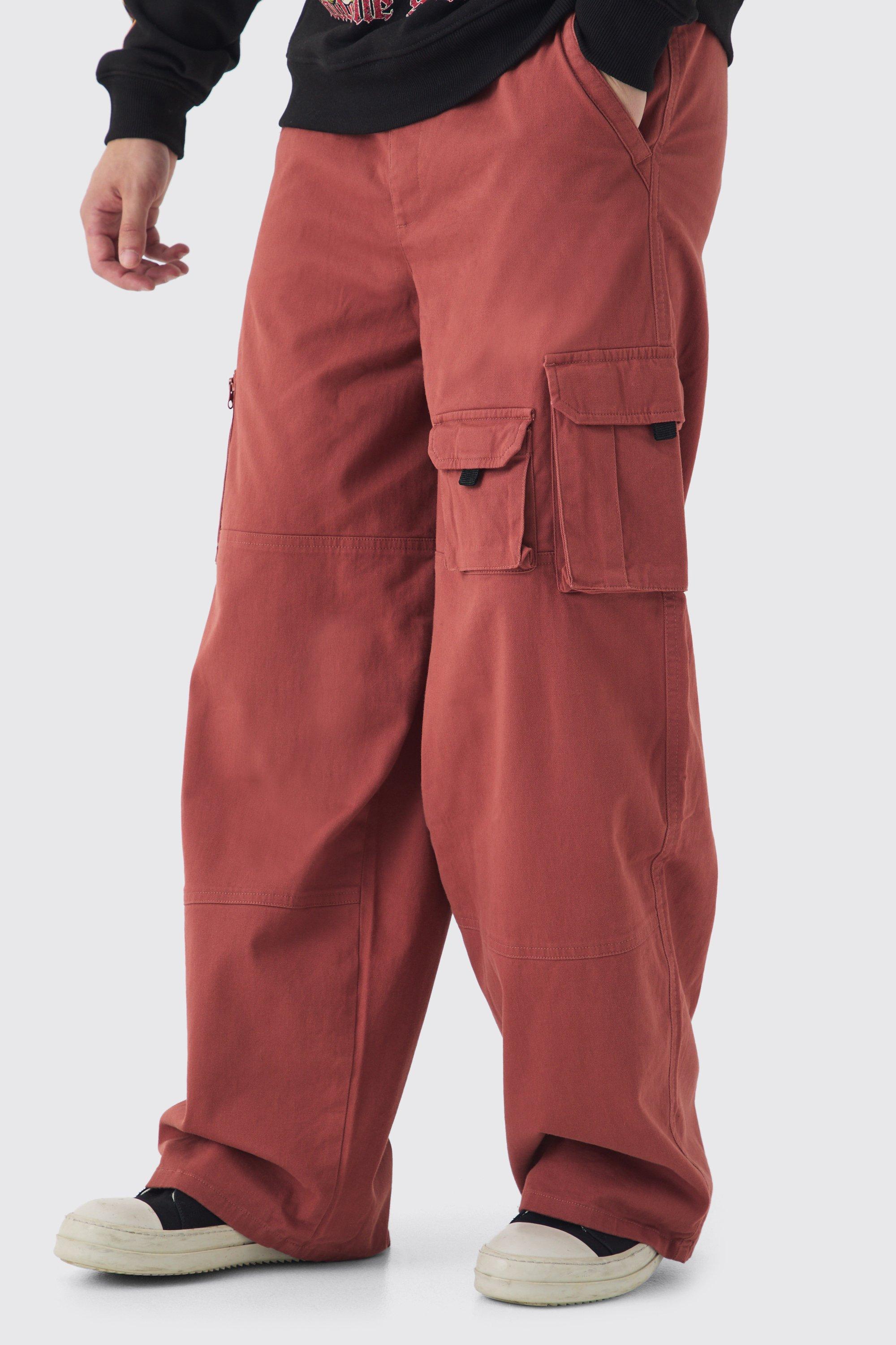 Pantaloni Cargo Tall extra comodi con tasche multiple e laccetti, Arancio