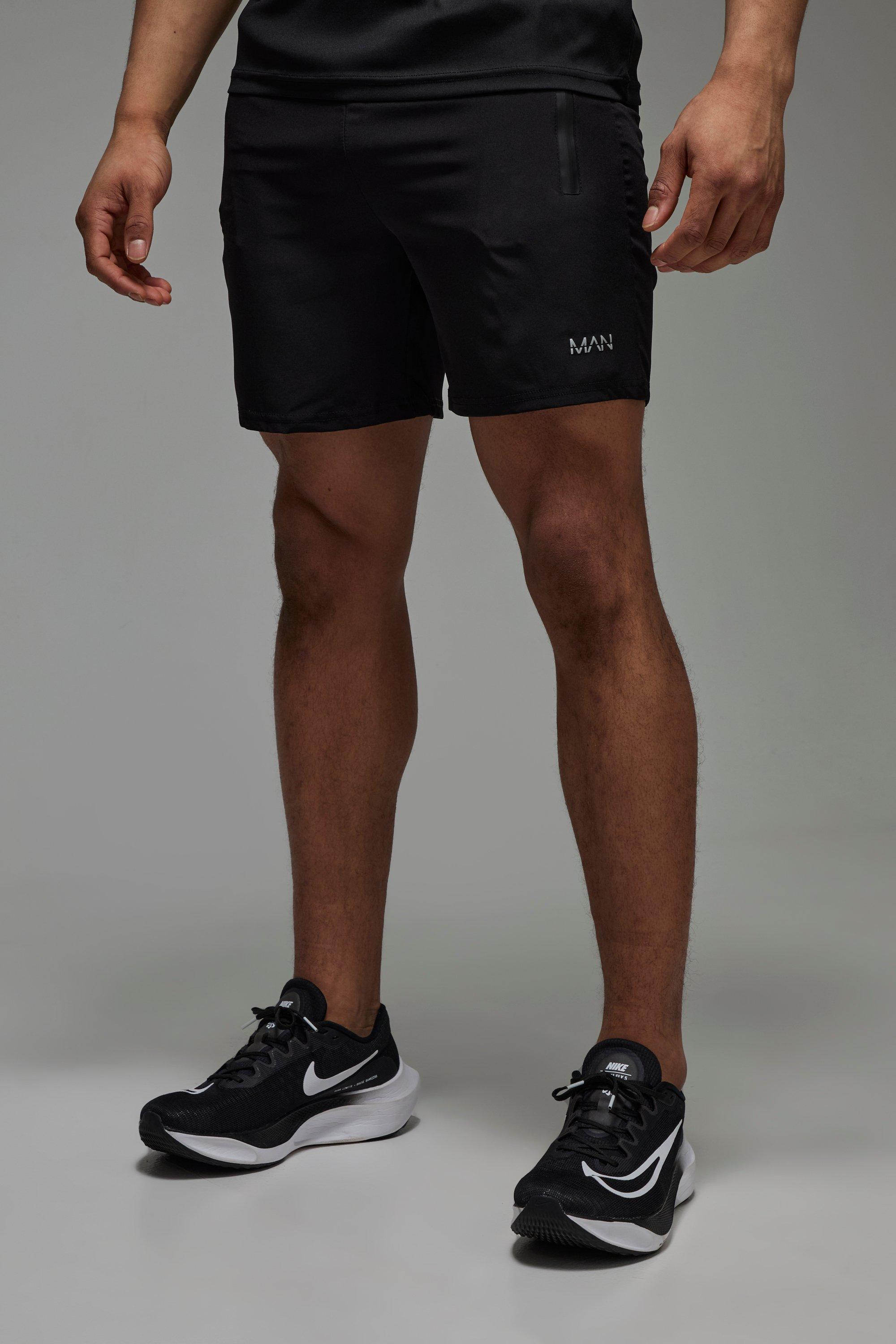 Mens Black Man Active Stretch Woven Regular Fit 7inch Gym Short, Black