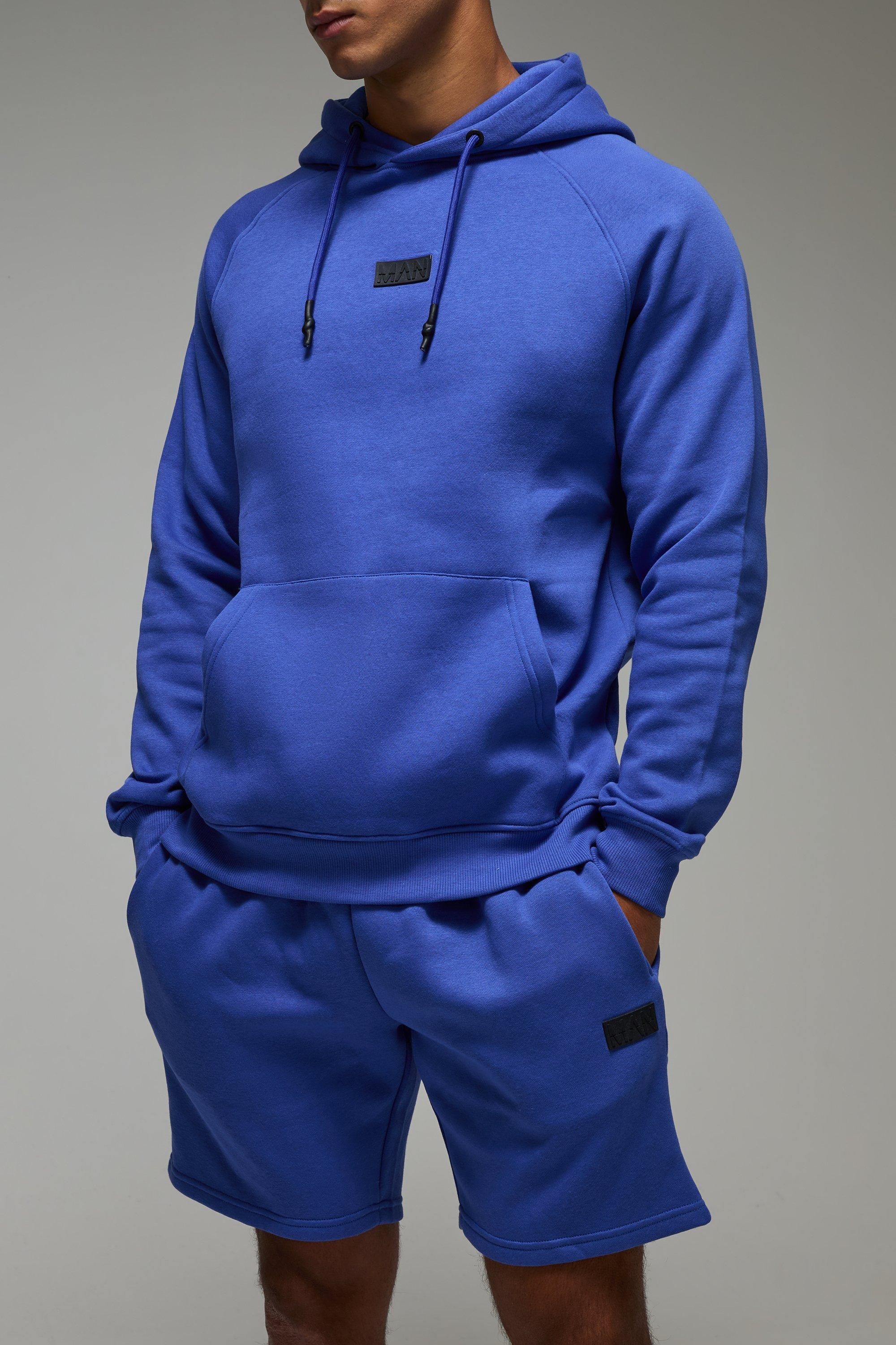 Mens Blue Man Active Regular Fit Hoodie & Short Tracksuit, Blue