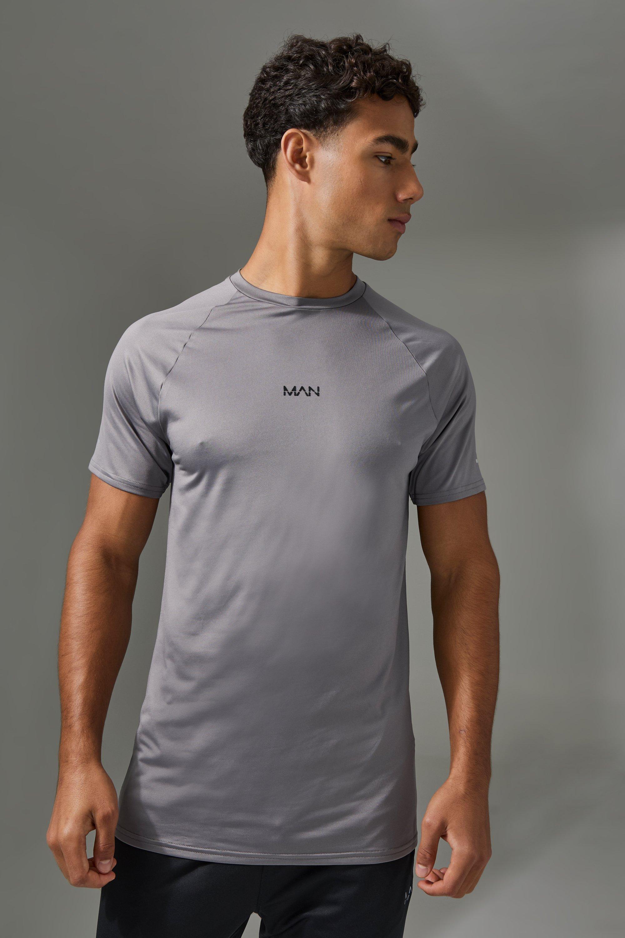 T-shirt attillata da palestra Man Active Pro per alta performance, Grigio