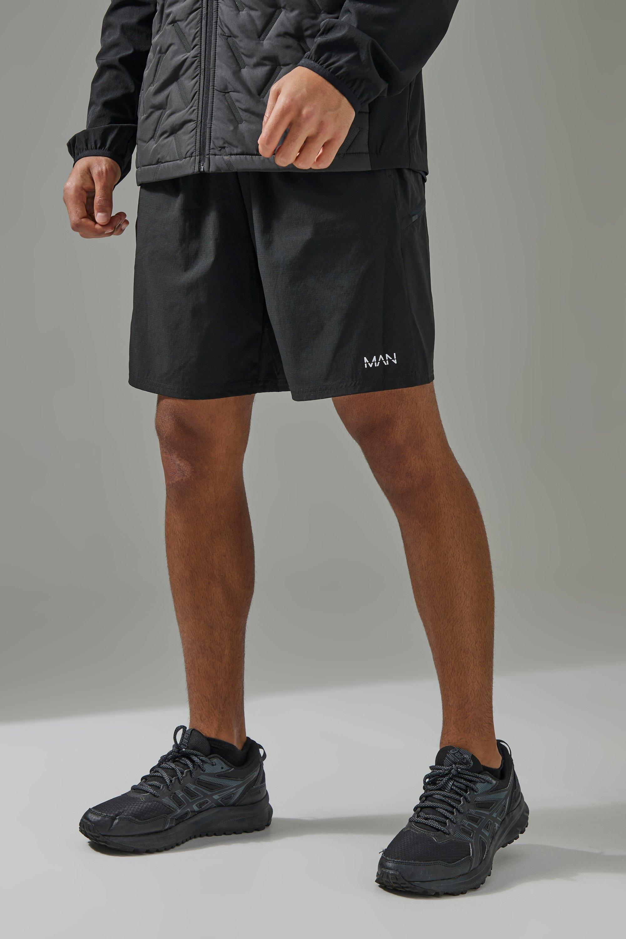 Mens Black Man Active Ripstop 7inch Cargo Short, Black