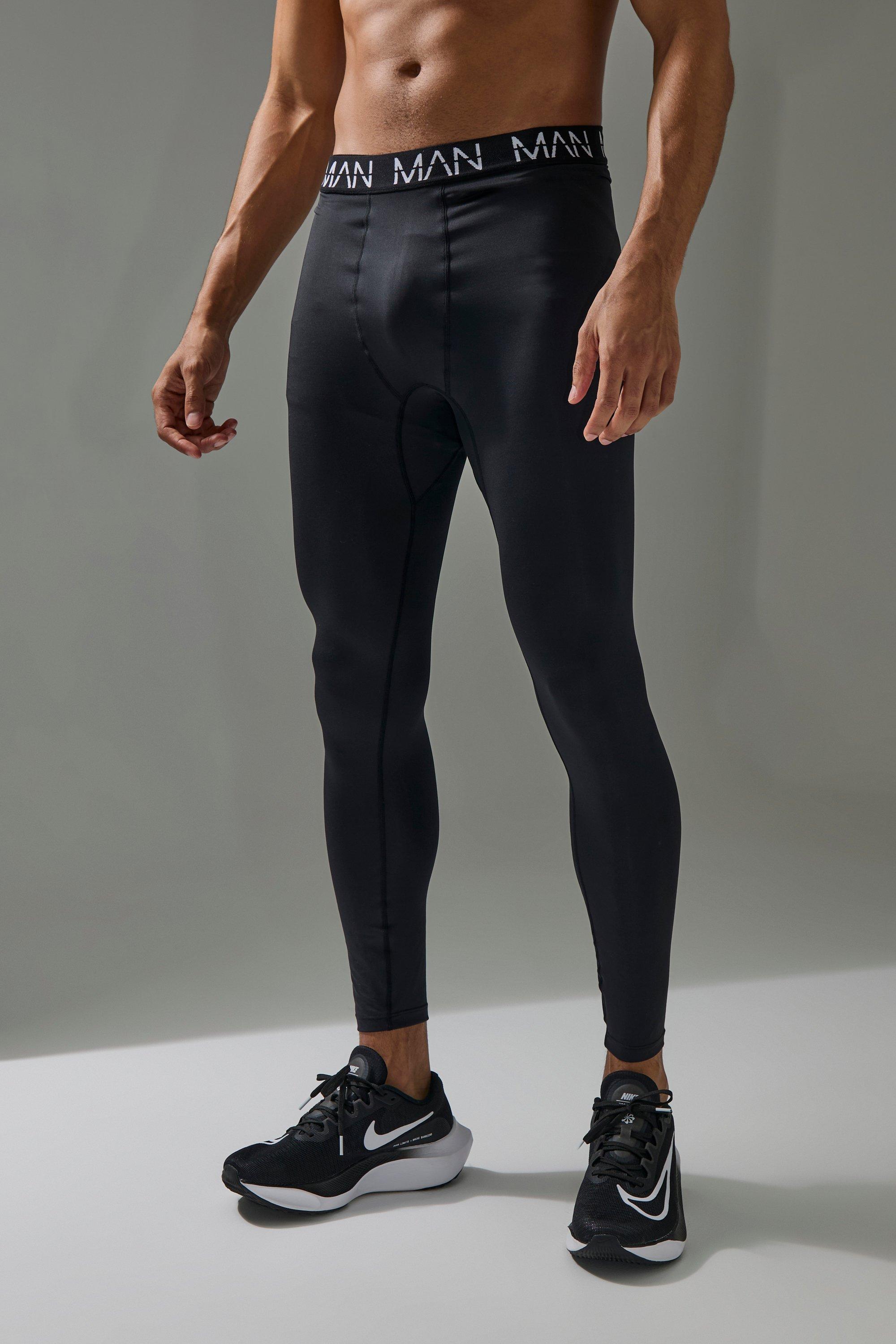 Mens Black Man Active Base Layer Legging, Black