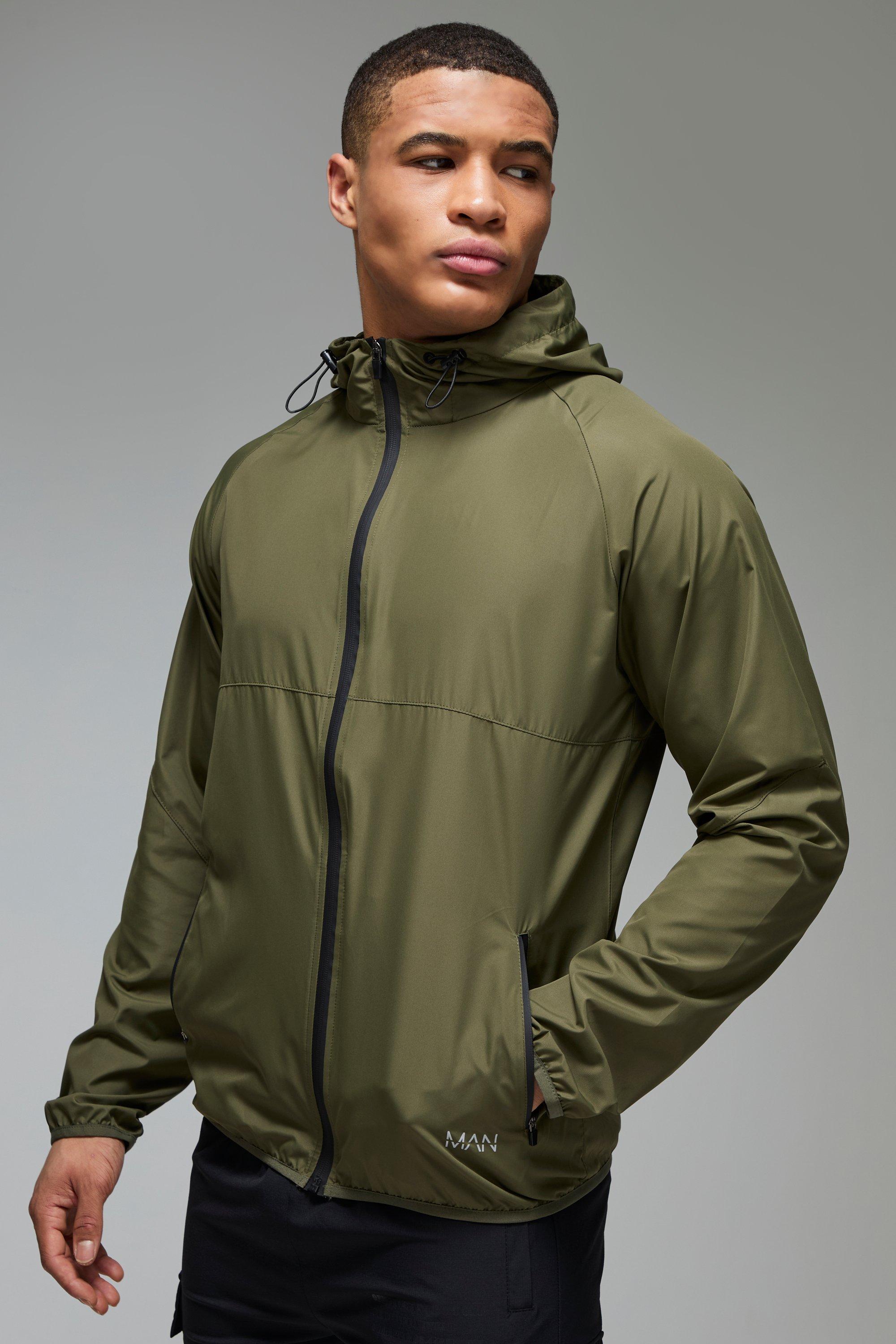 Mens Green Man Active Ripstop Shower Resist Windbreaker, Green
