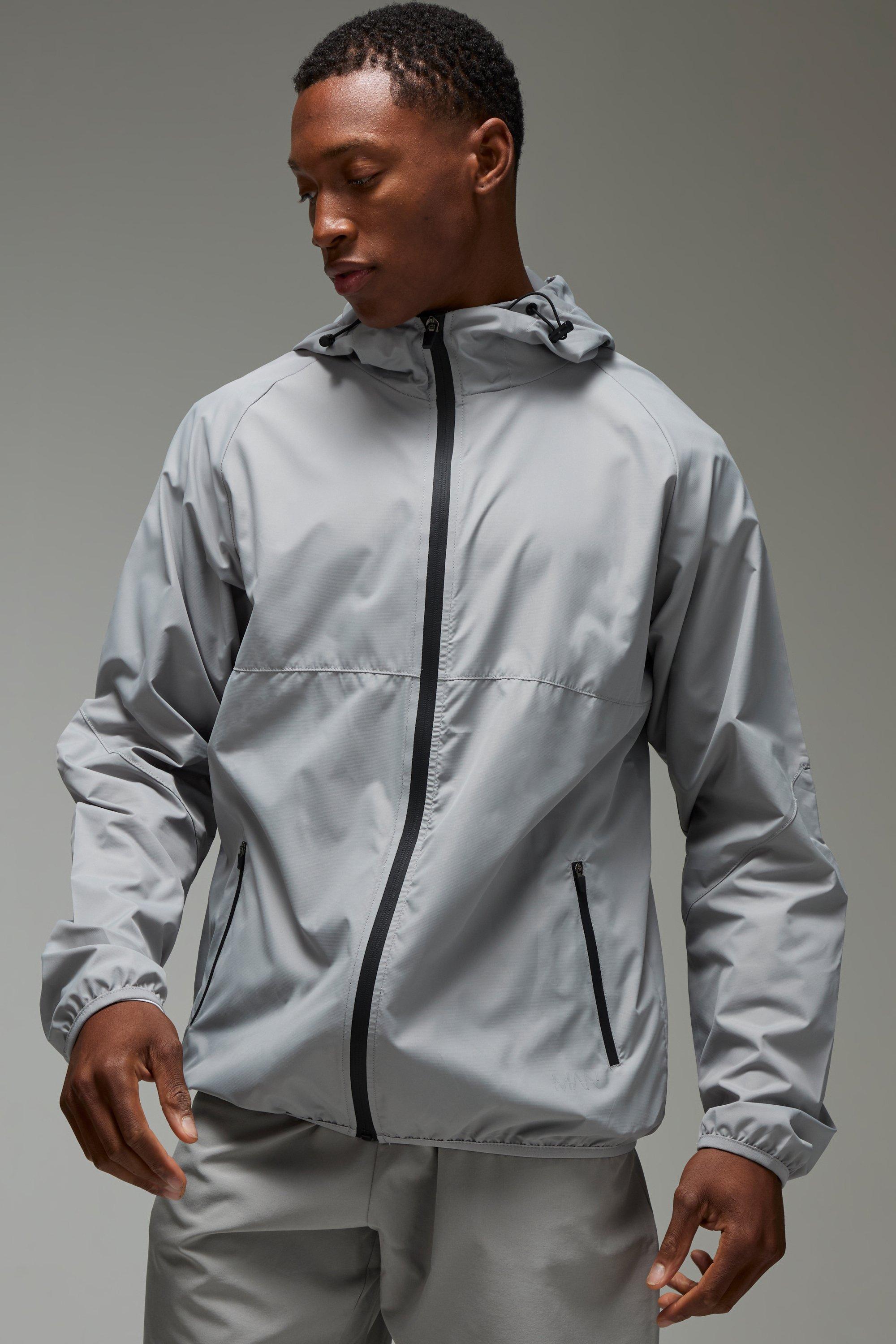 Mens Grey Man Active Ripstop Shower Resist Windbreaker, Grey