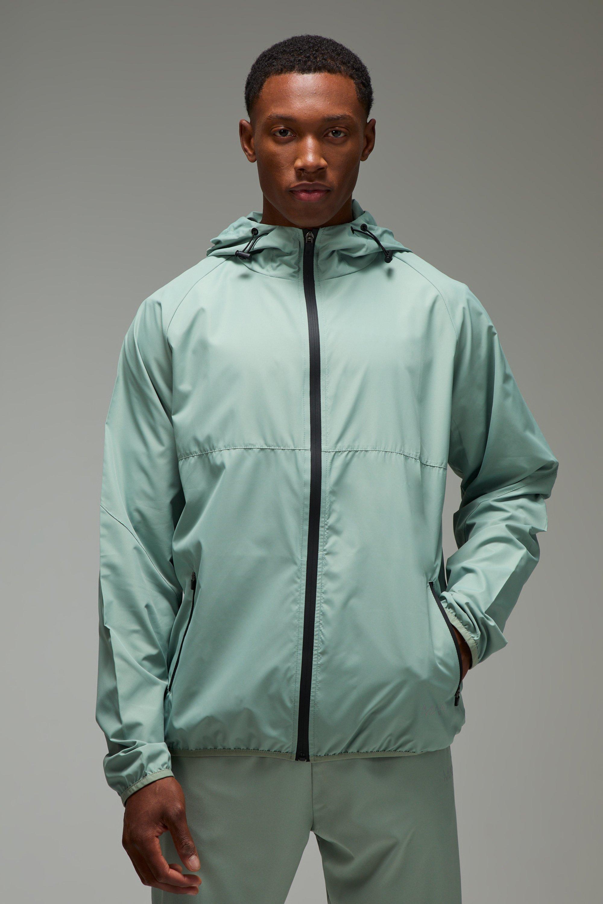 Mens Green Man Active Ripstop Shower Resist Windbreaker, Green