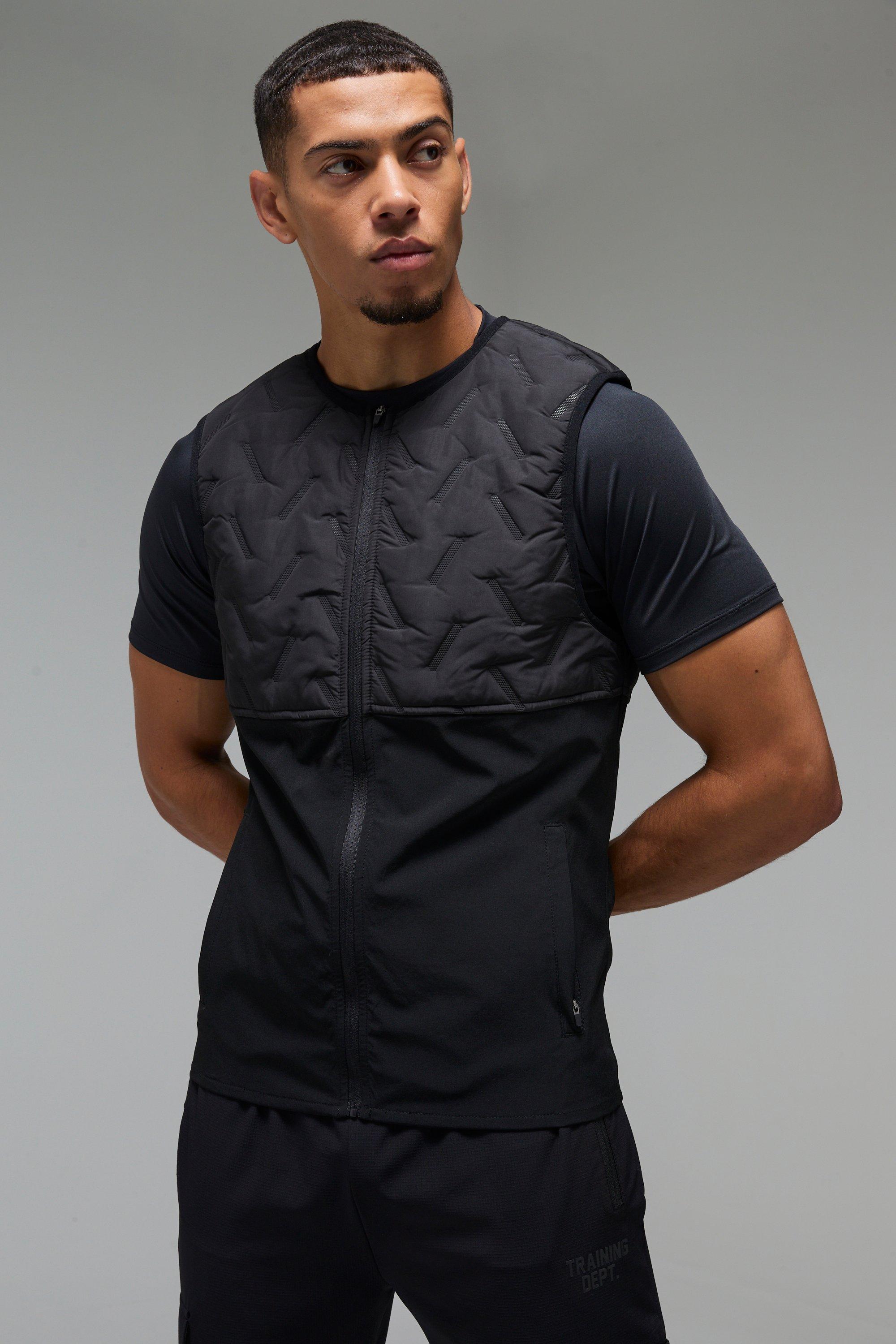 Mens Black Man Active Quilted Gilet, Black