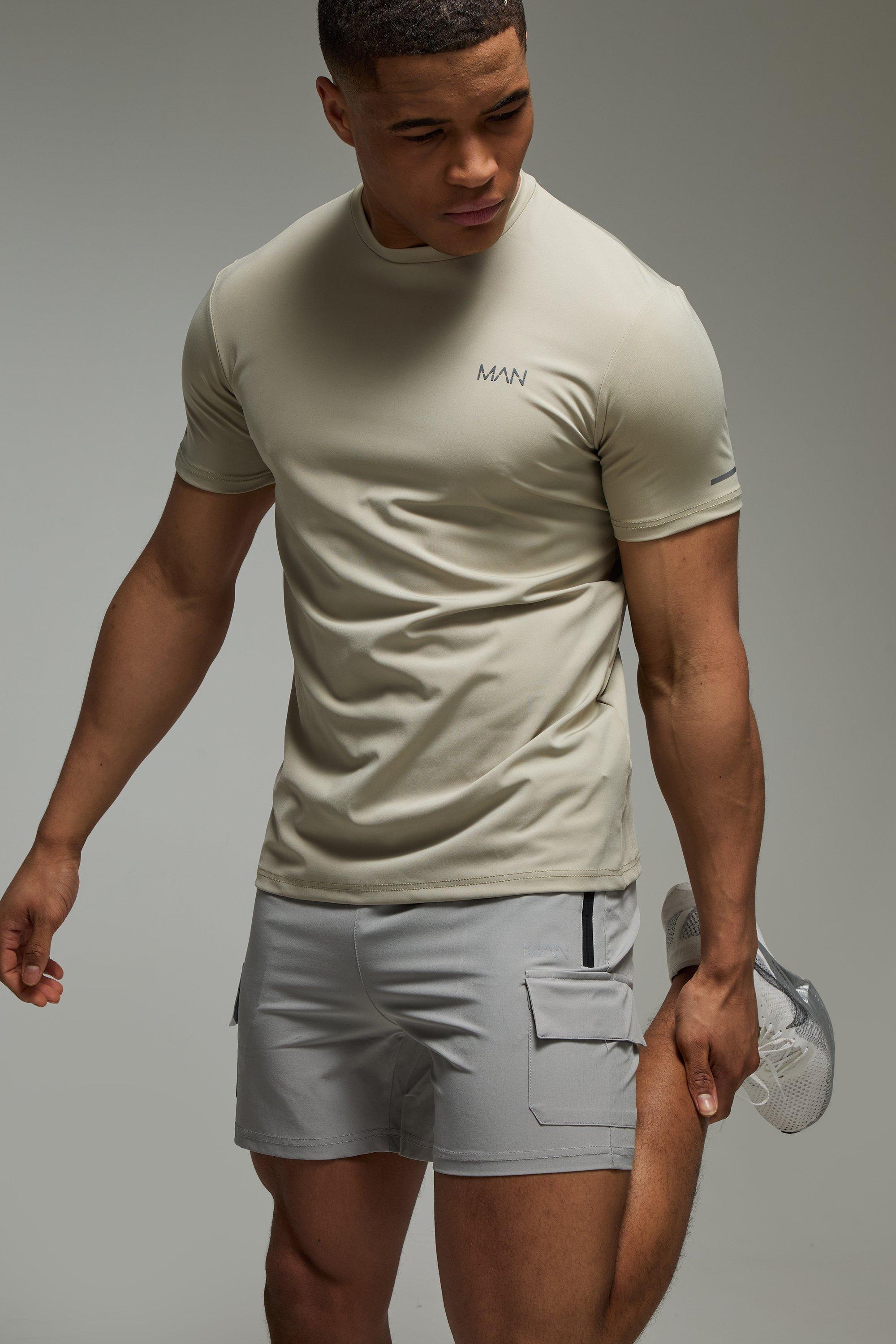 Mens Beige Man Active Performance Regular Fit T-shirt, Beige