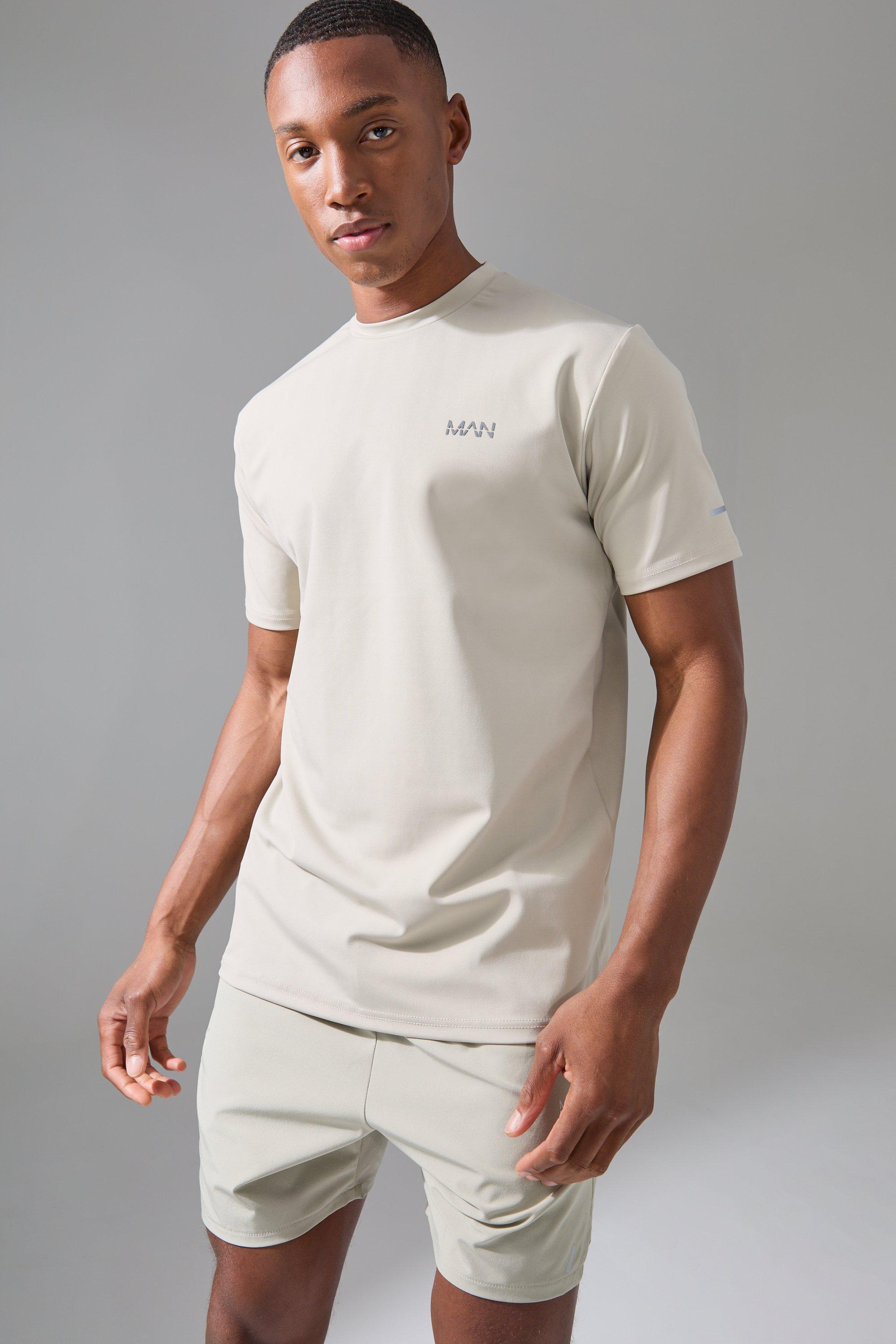 Mens Beige Man Active Performance Regular Fit T-shirt, Beige