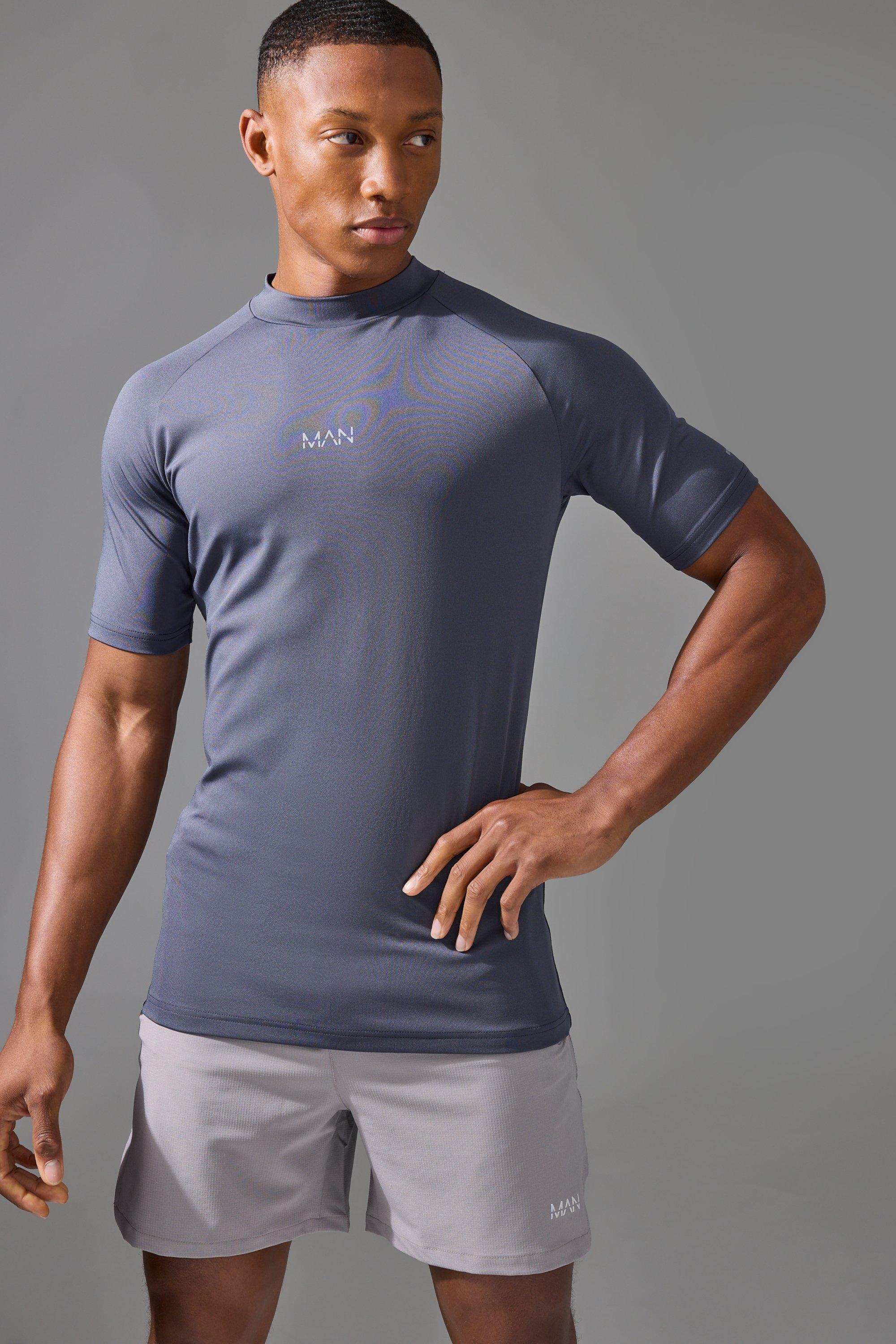 Mens Grey Man Active Compression T-shirt, Grey