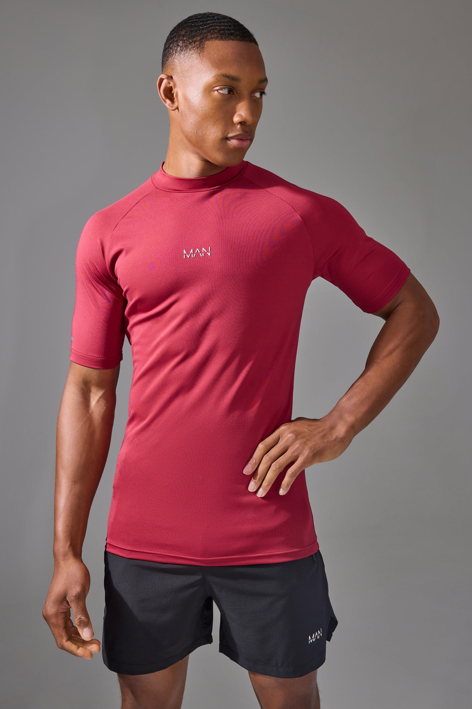 Mens Red Man Active Compression T-shirt, Red