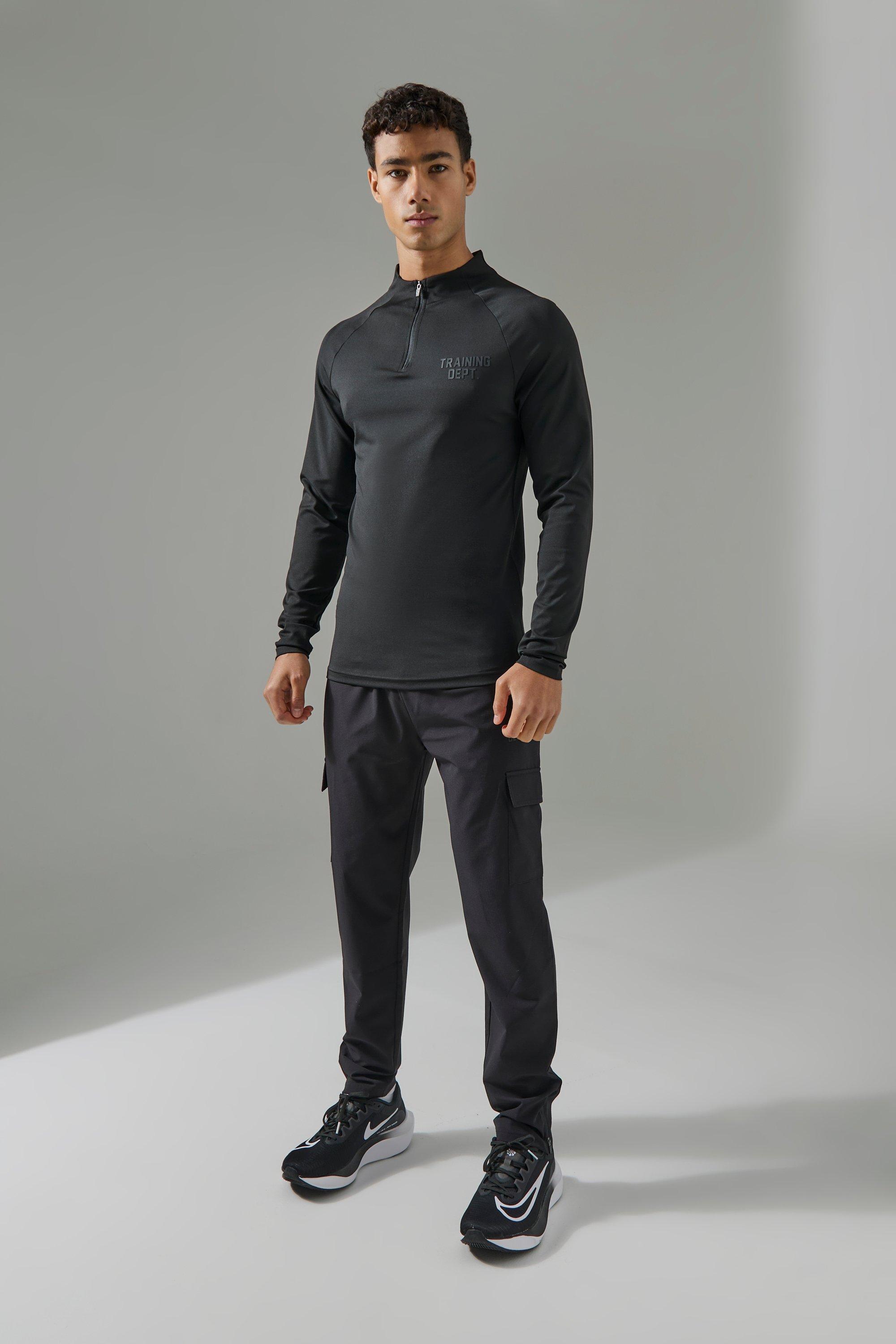 Mens Black Man Active Training Dept Performance Tracksuit, Black