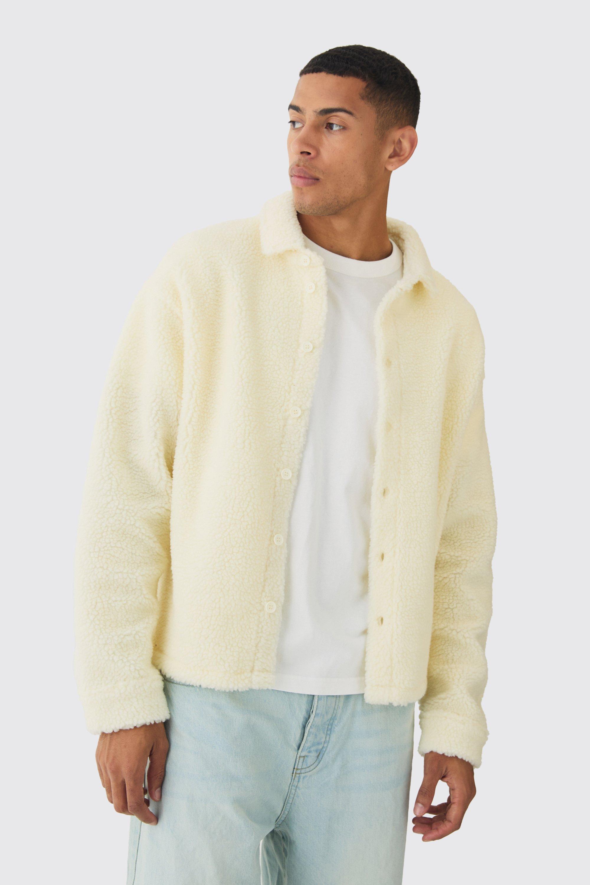 Sovracamicia oversize in pile borg, Cream