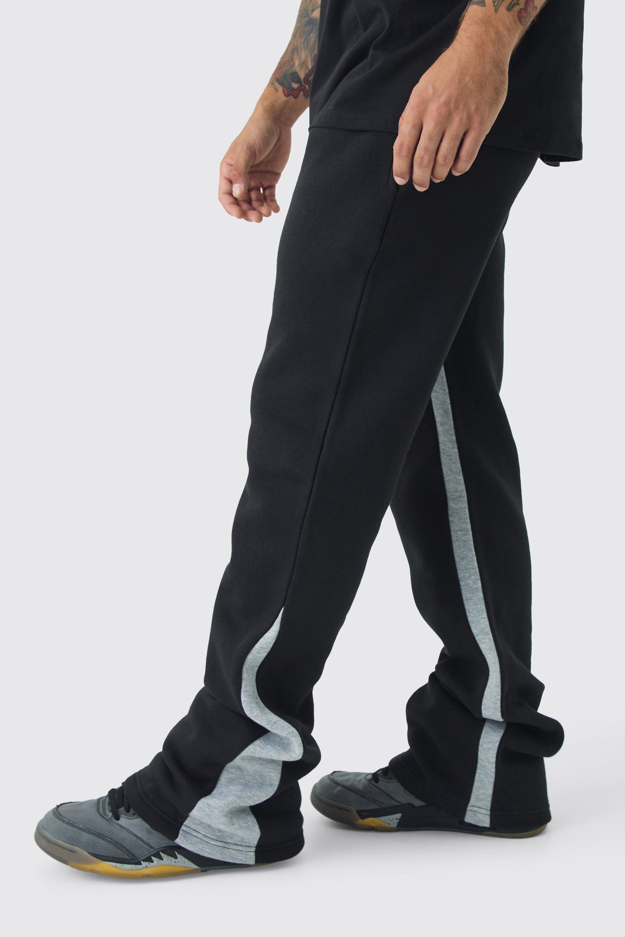 Mens Black Stacked Fit Gusset Jogger, Black