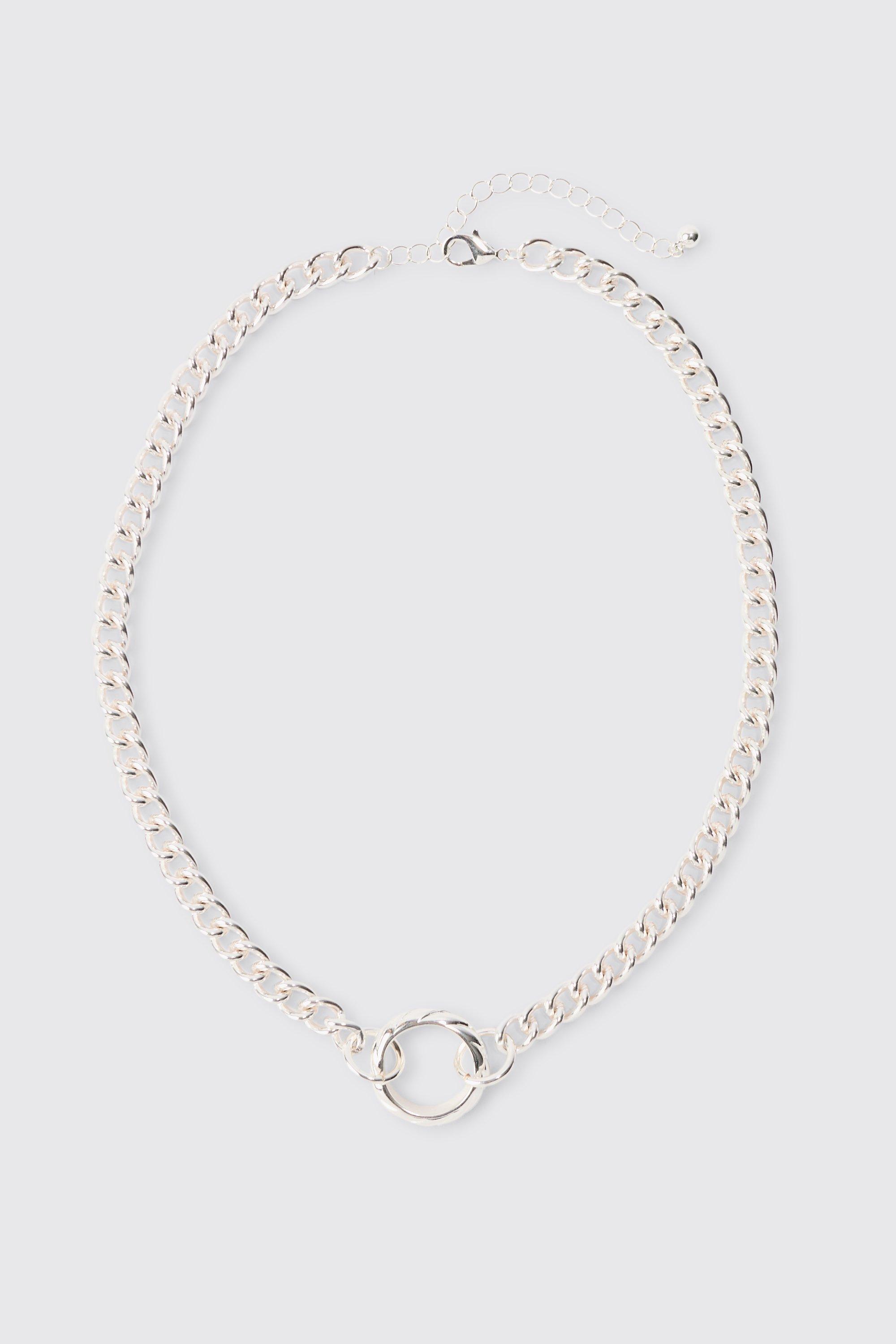 Collana a catena spessa con pendente ad anello, Grigio