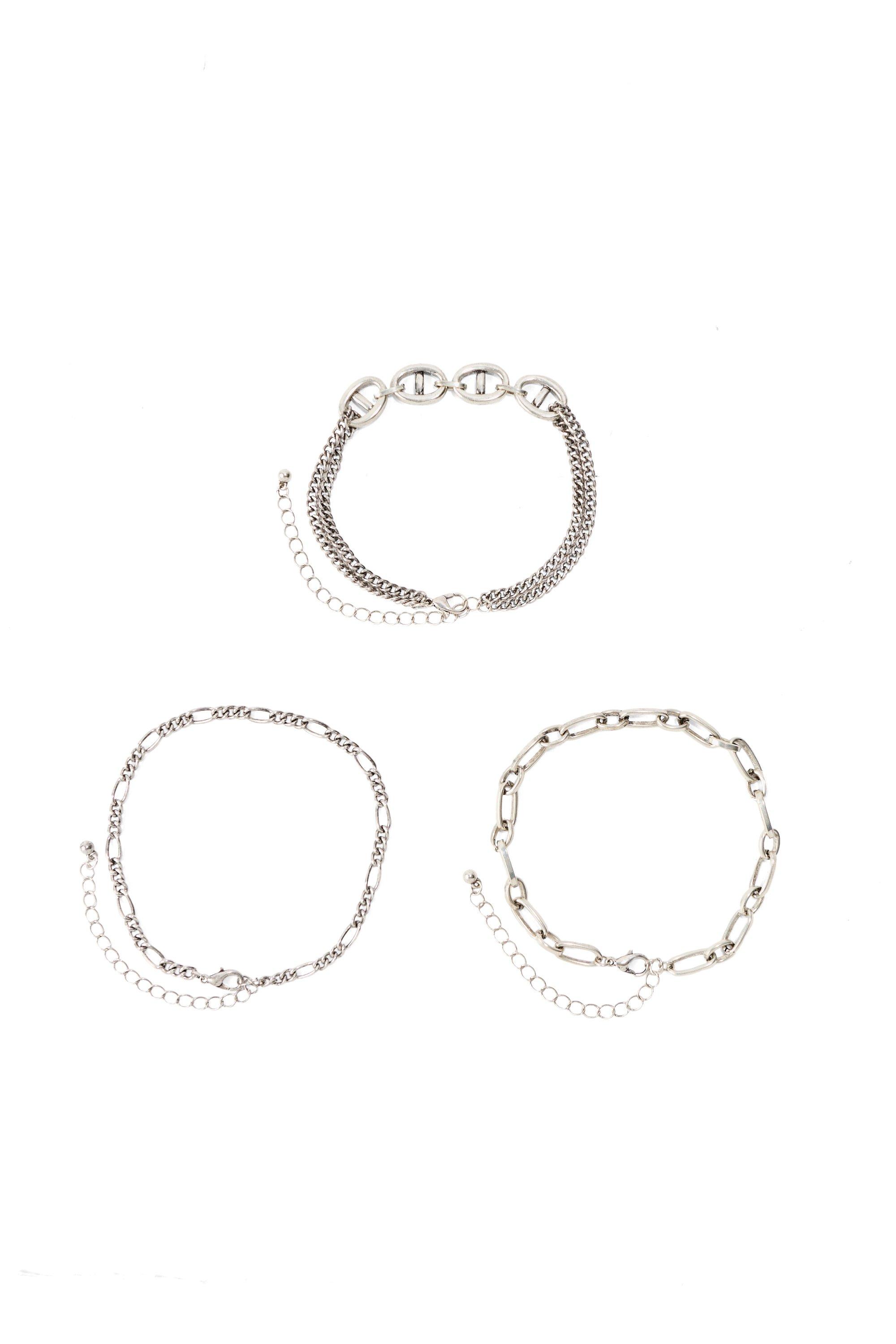 Bracciali a catena misti - set di 3 paia, Grigio