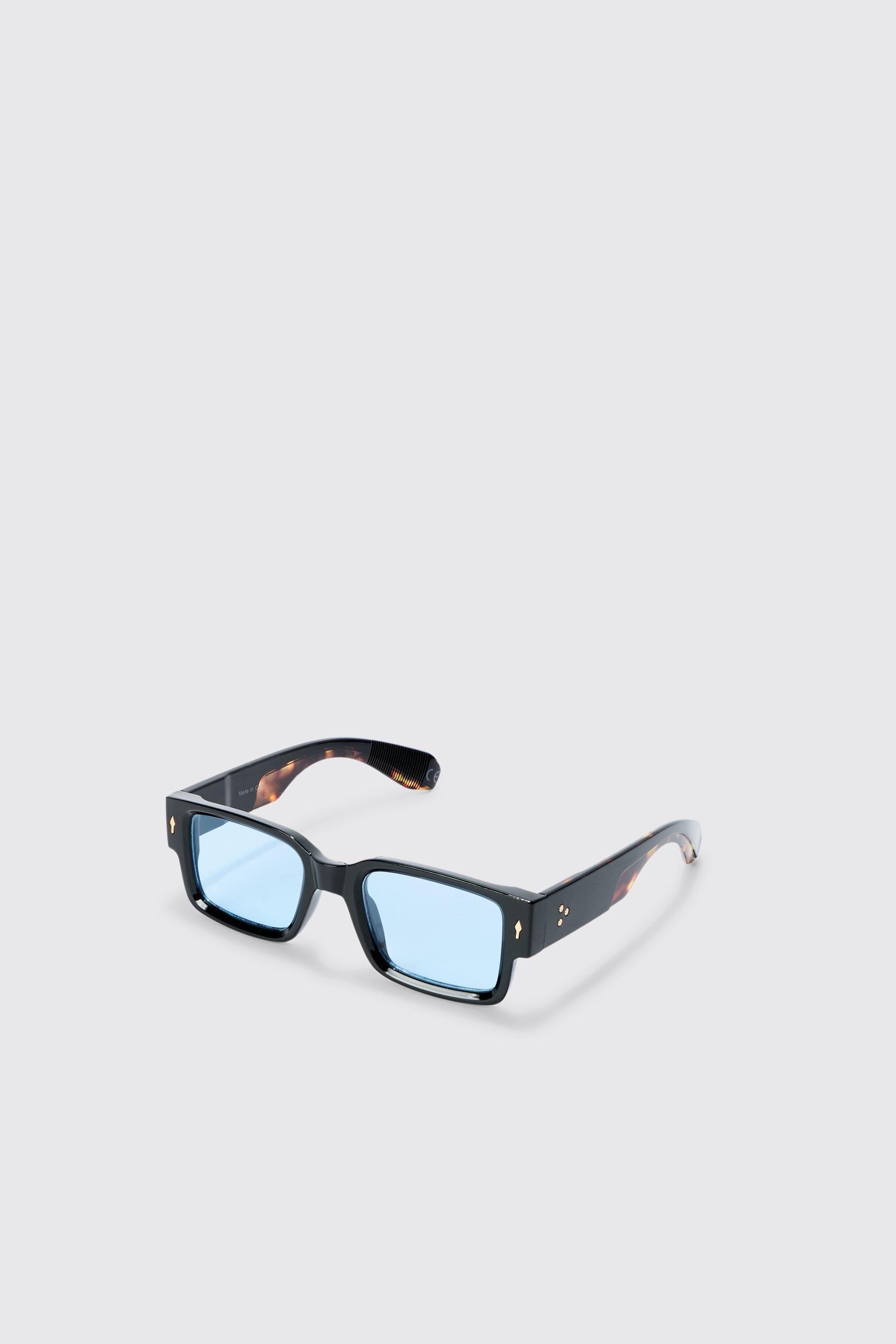 Mens Blue Square Plastic Sunglasses, Blue