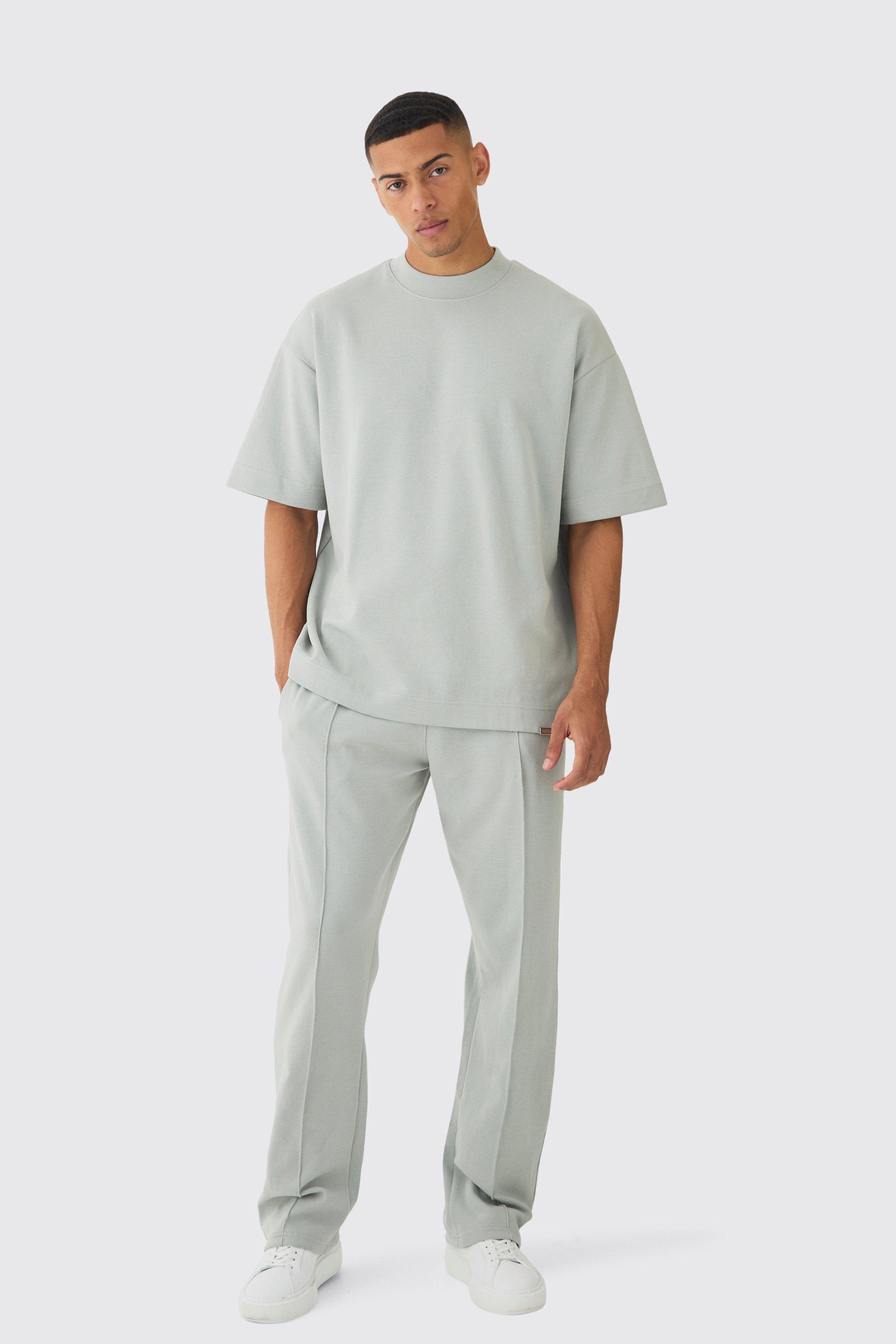 Set T-shirt oversize Interlock & pantaloni tuta, Grigio