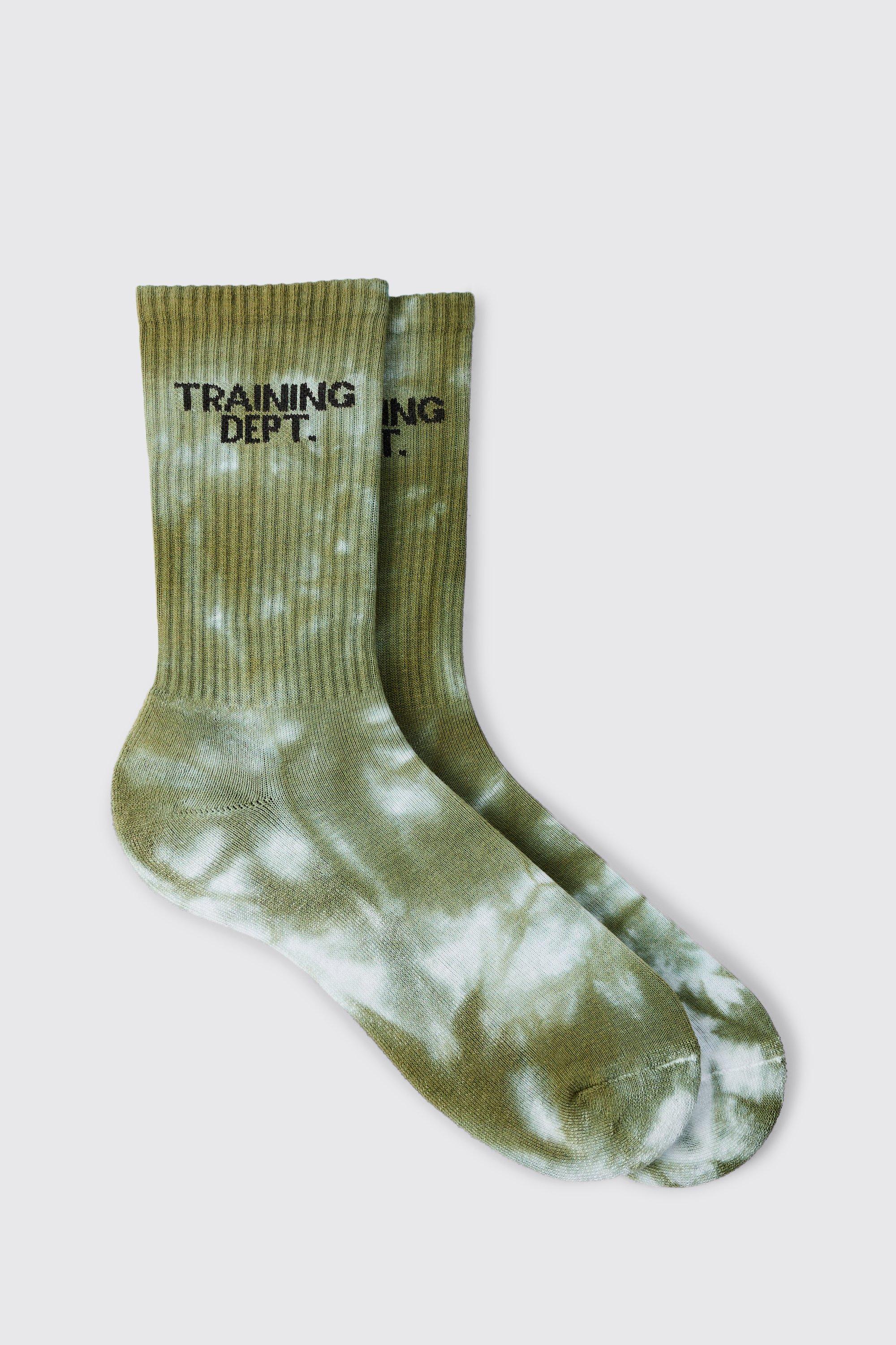 Man Active Training Dept Tie-dye Crew Socks, Verde