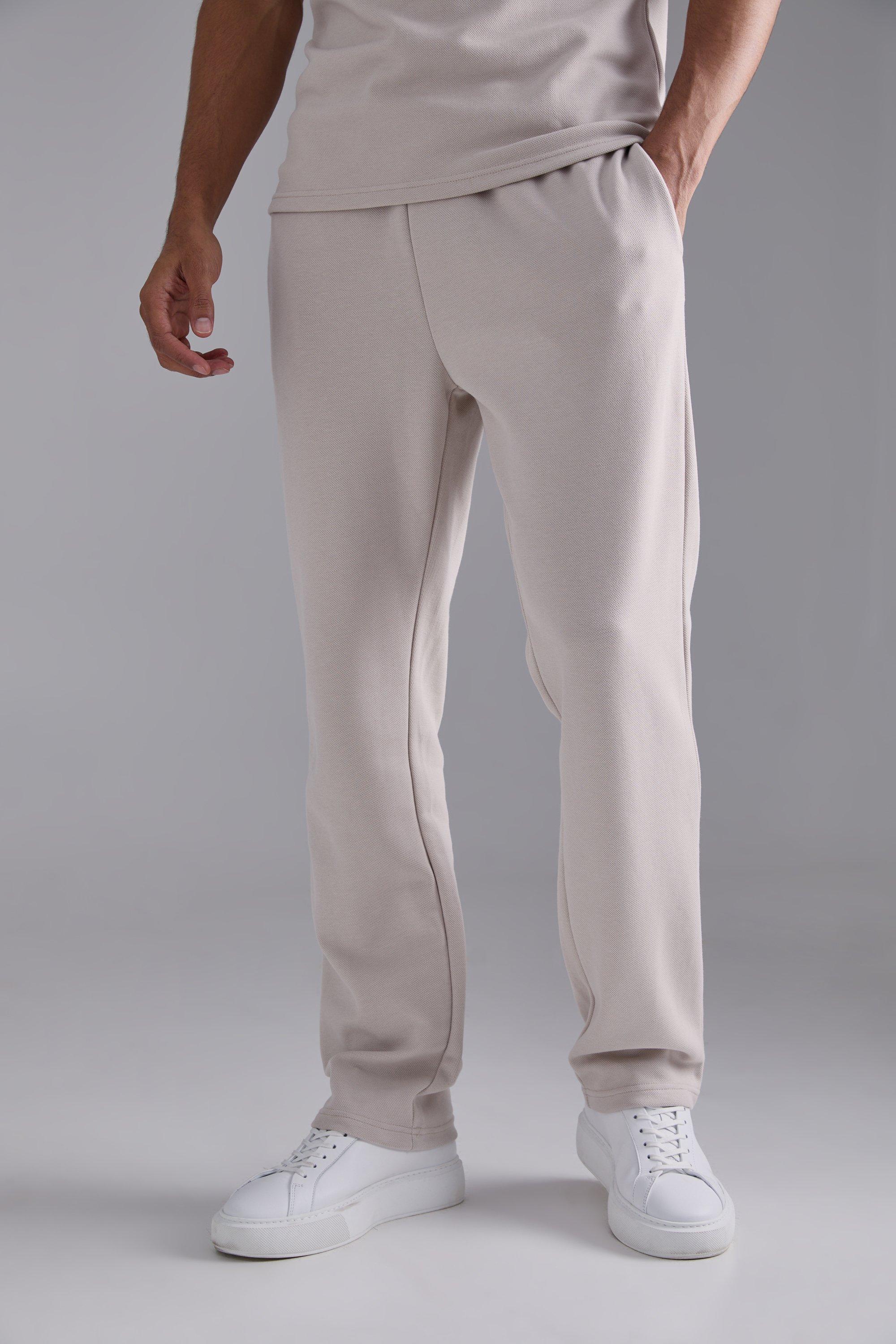 Pantaloni tuta Regular Fit in piqué, Beige