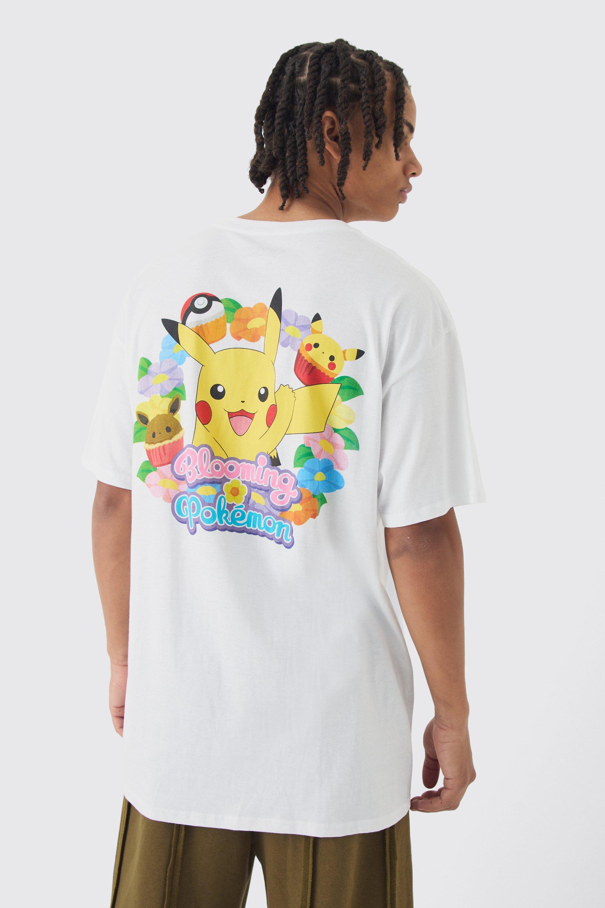 T-shirt oversize con stampa ufficiale dei Pokemon, Bianco