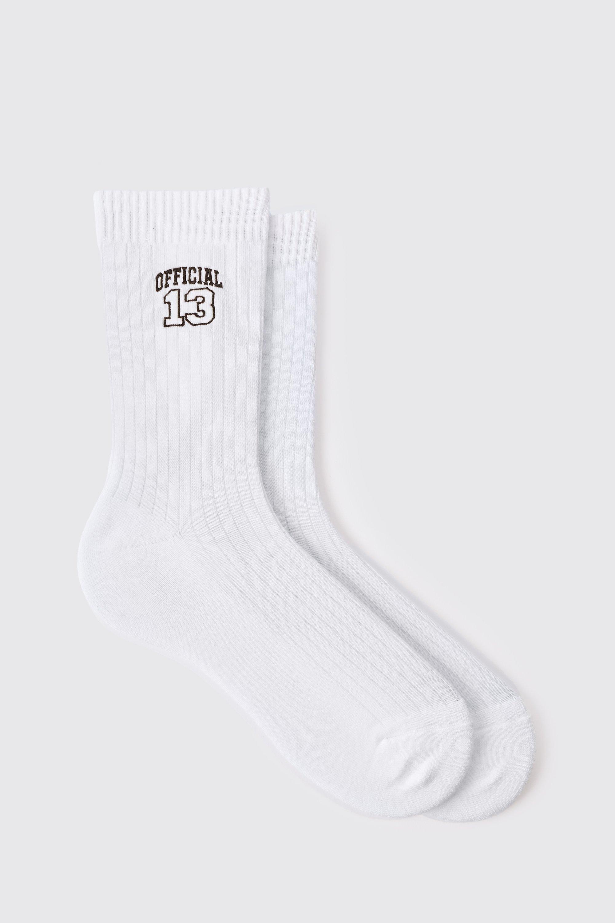 Calzini sportivi in jacquard stile Varsity, Bianco