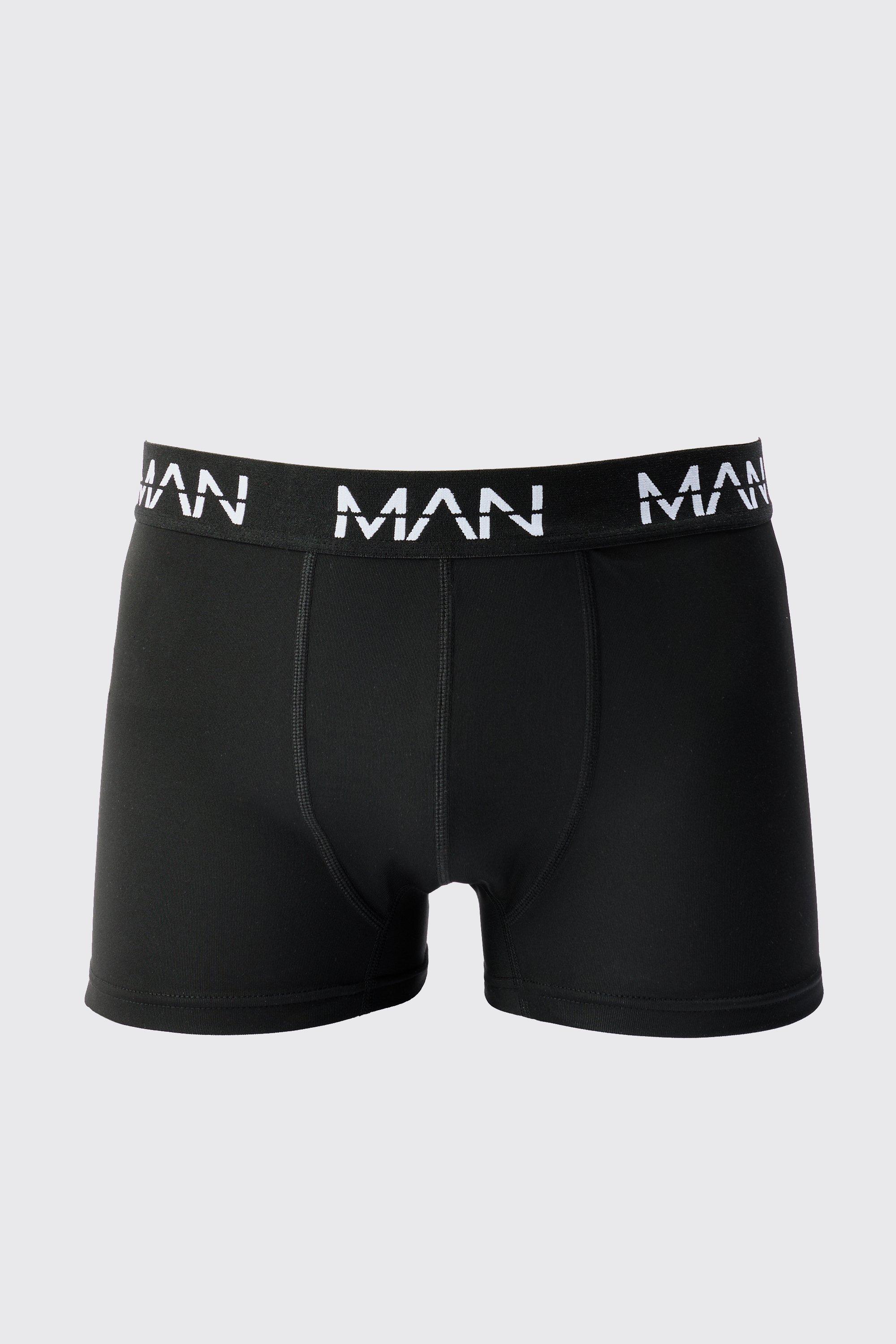 Mens Black Man Active Performance Boxer, Black