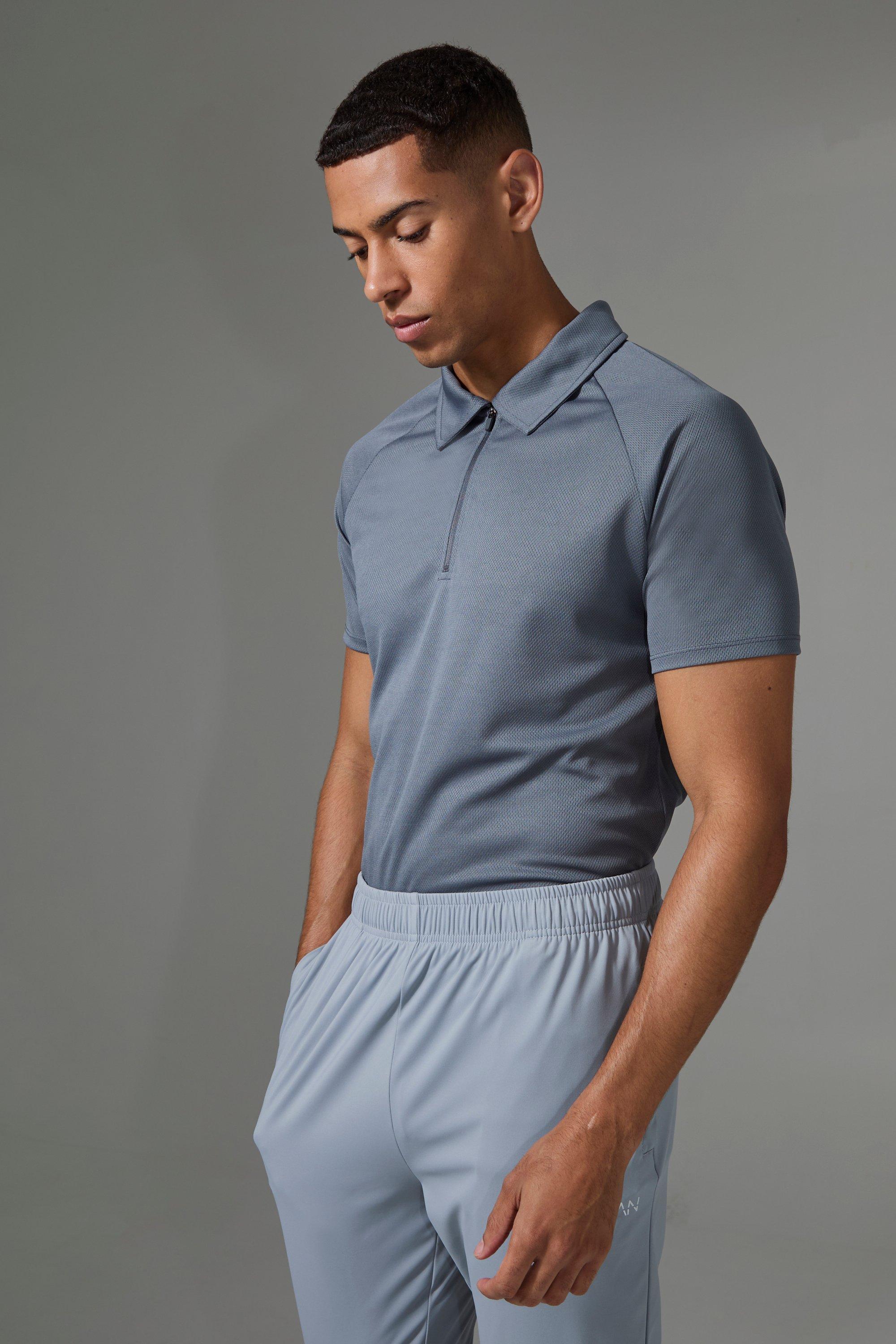 Mens Grey Man Active Golf Polo, Grey