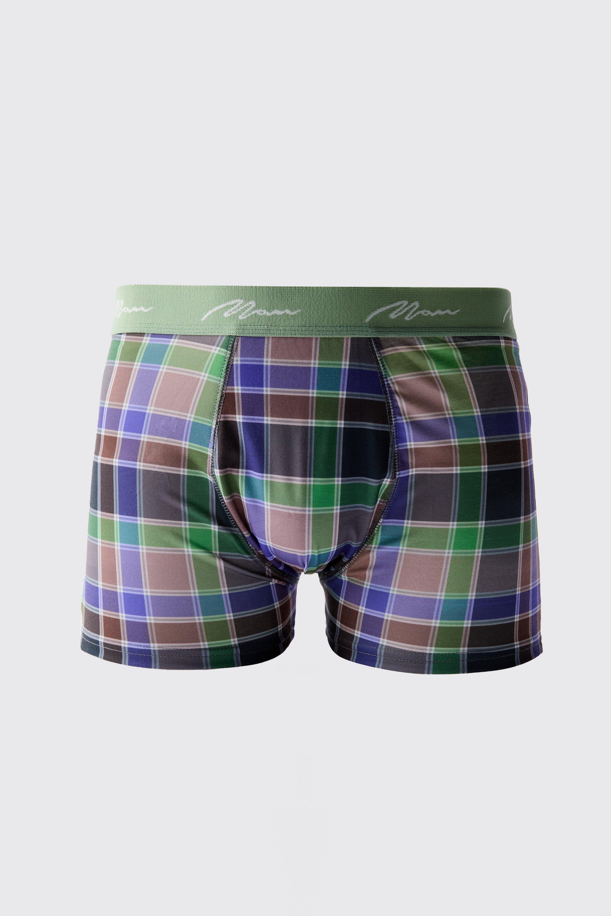 Mens Multi Man Check Printed Boxers, Multi