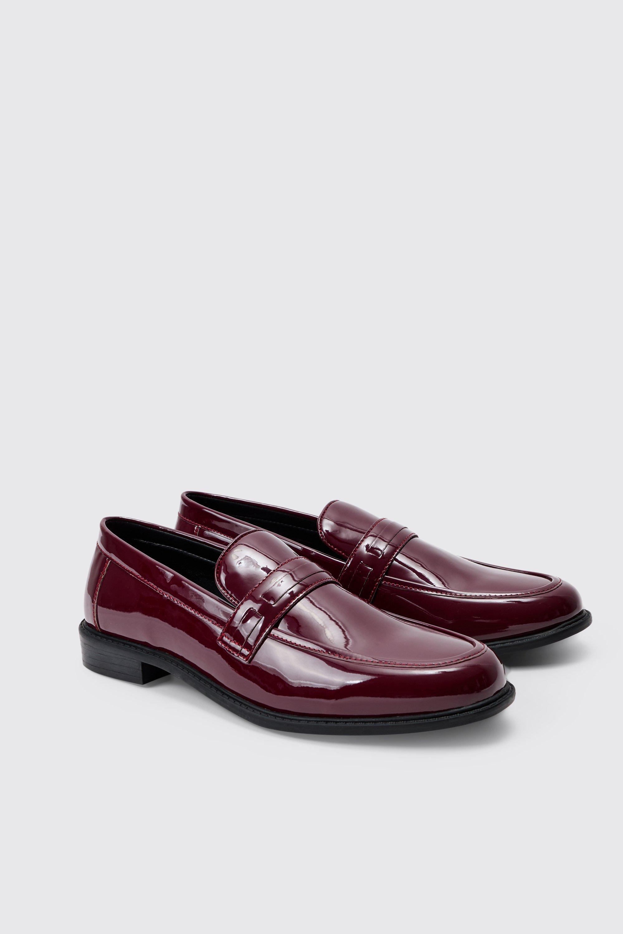 Mens Red Patent Pu Loafers, Red