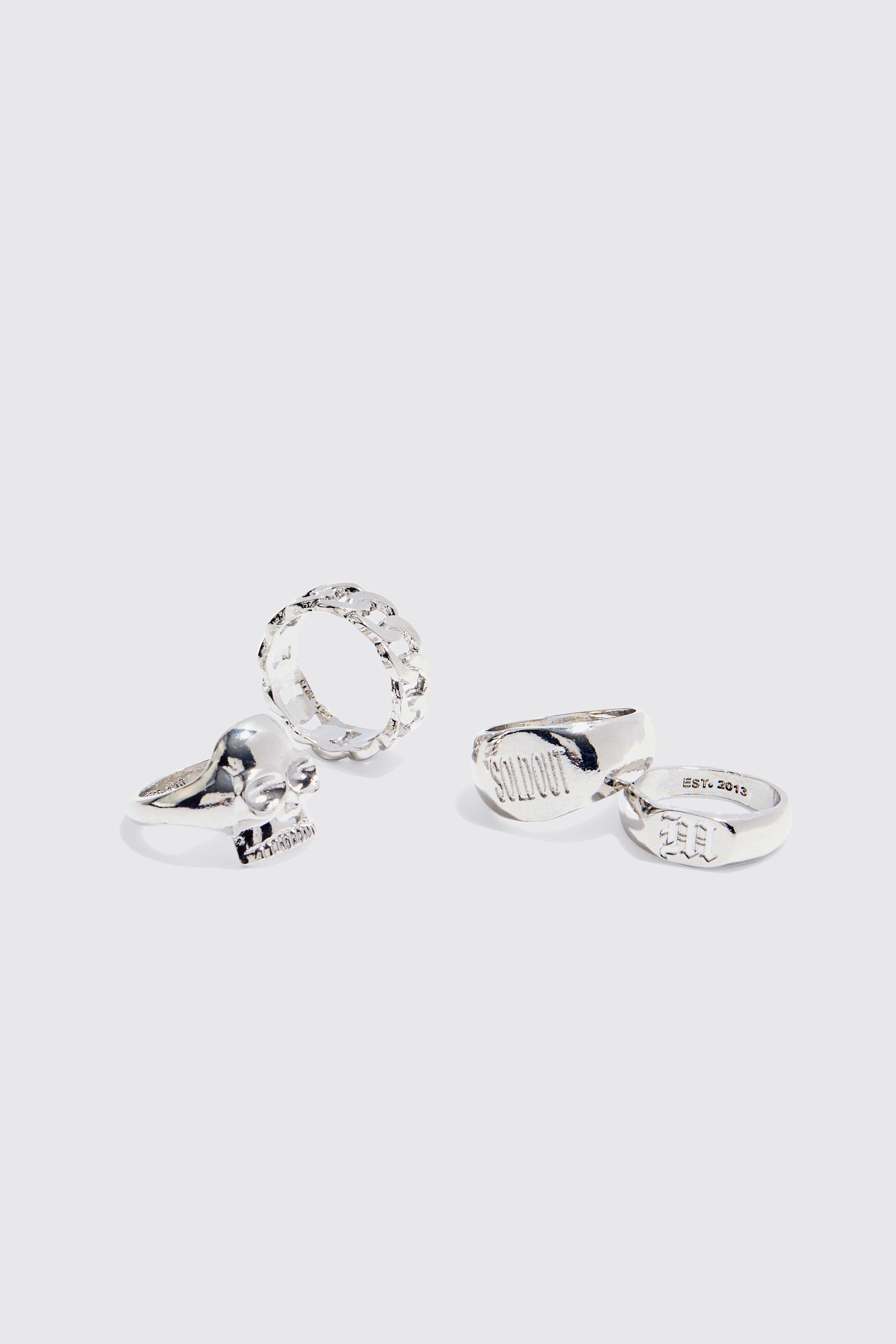 Anelli in argento - set di 4 paia, Grigio