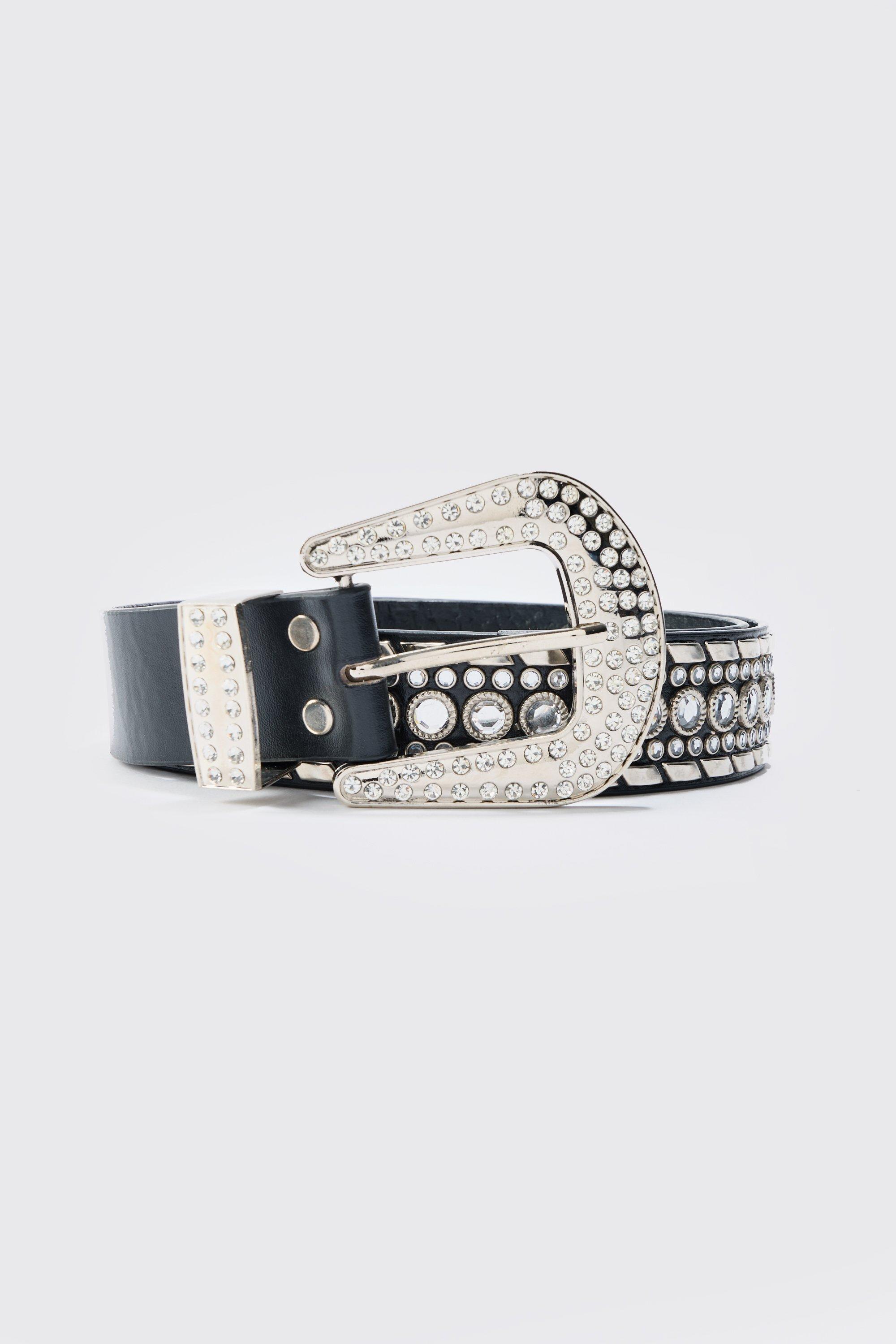 Mens Studded Western Belt In Black, Black