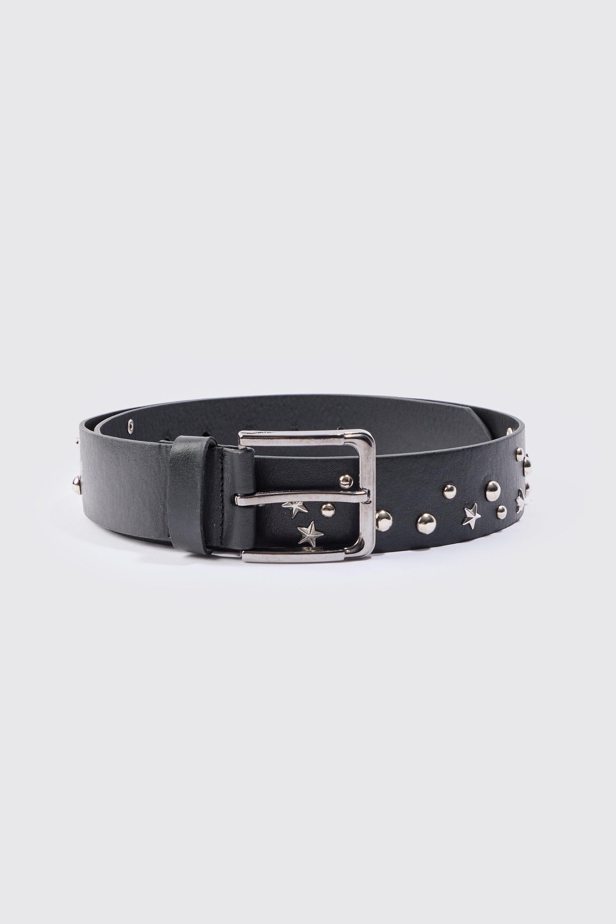 Mens Black Mixed Hardware Pu Belt, Black