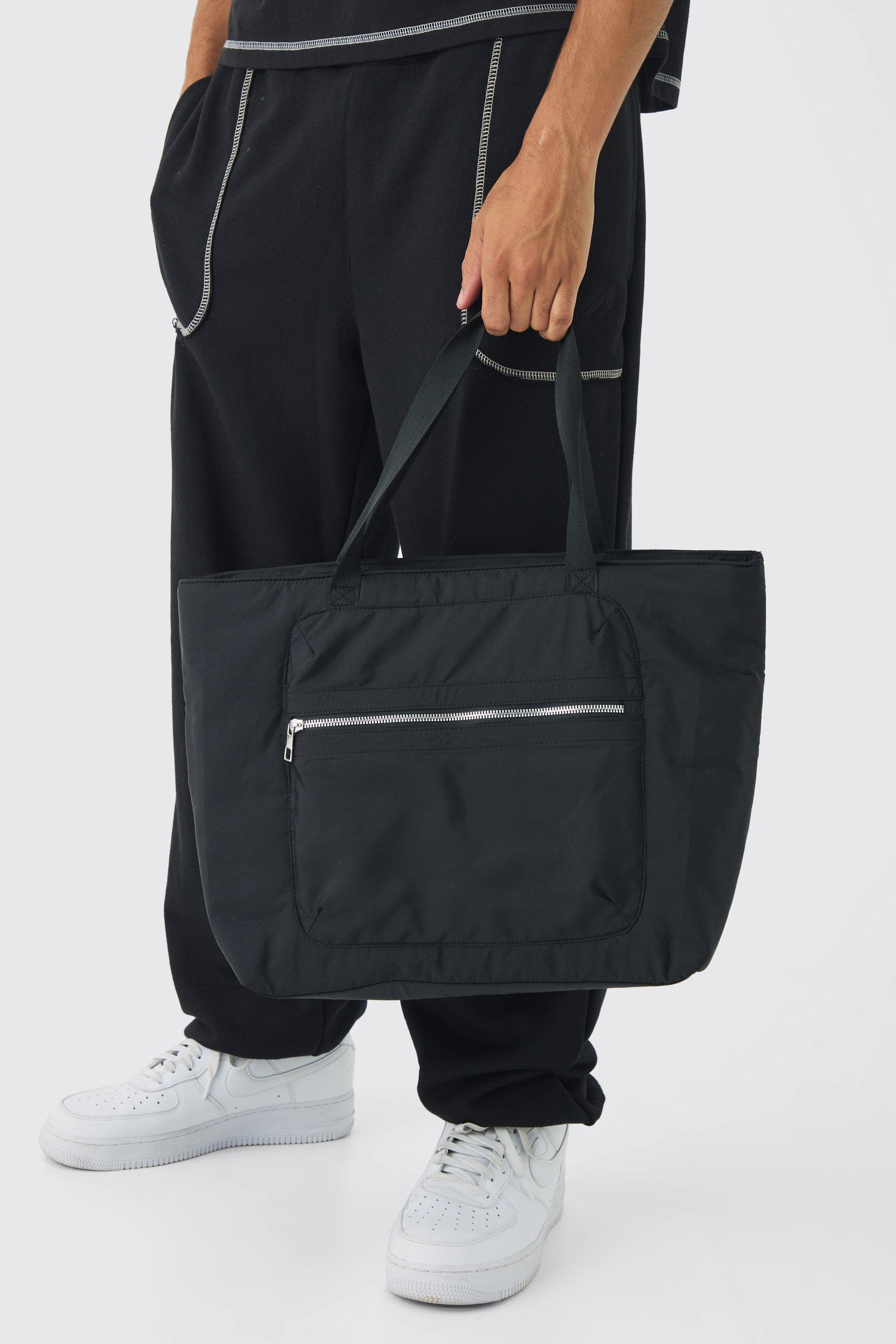 Borsa Tote imbottita in nylon, Nero