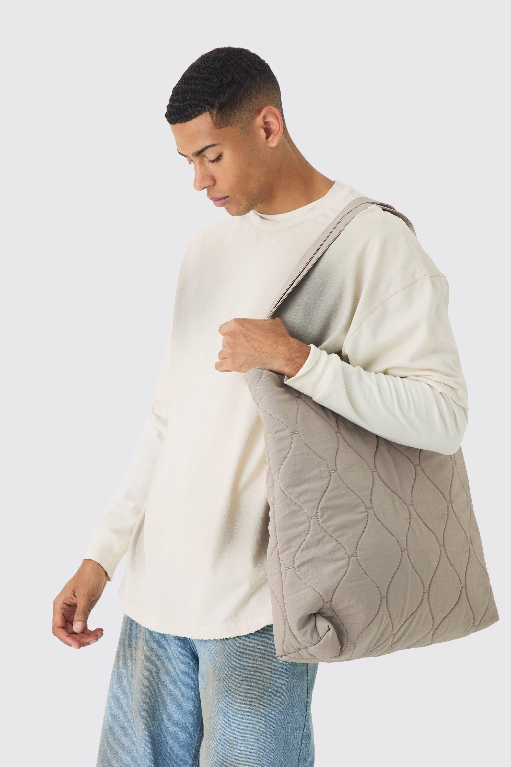 Mens Cream Onion Quilt Tote Bag, Cream