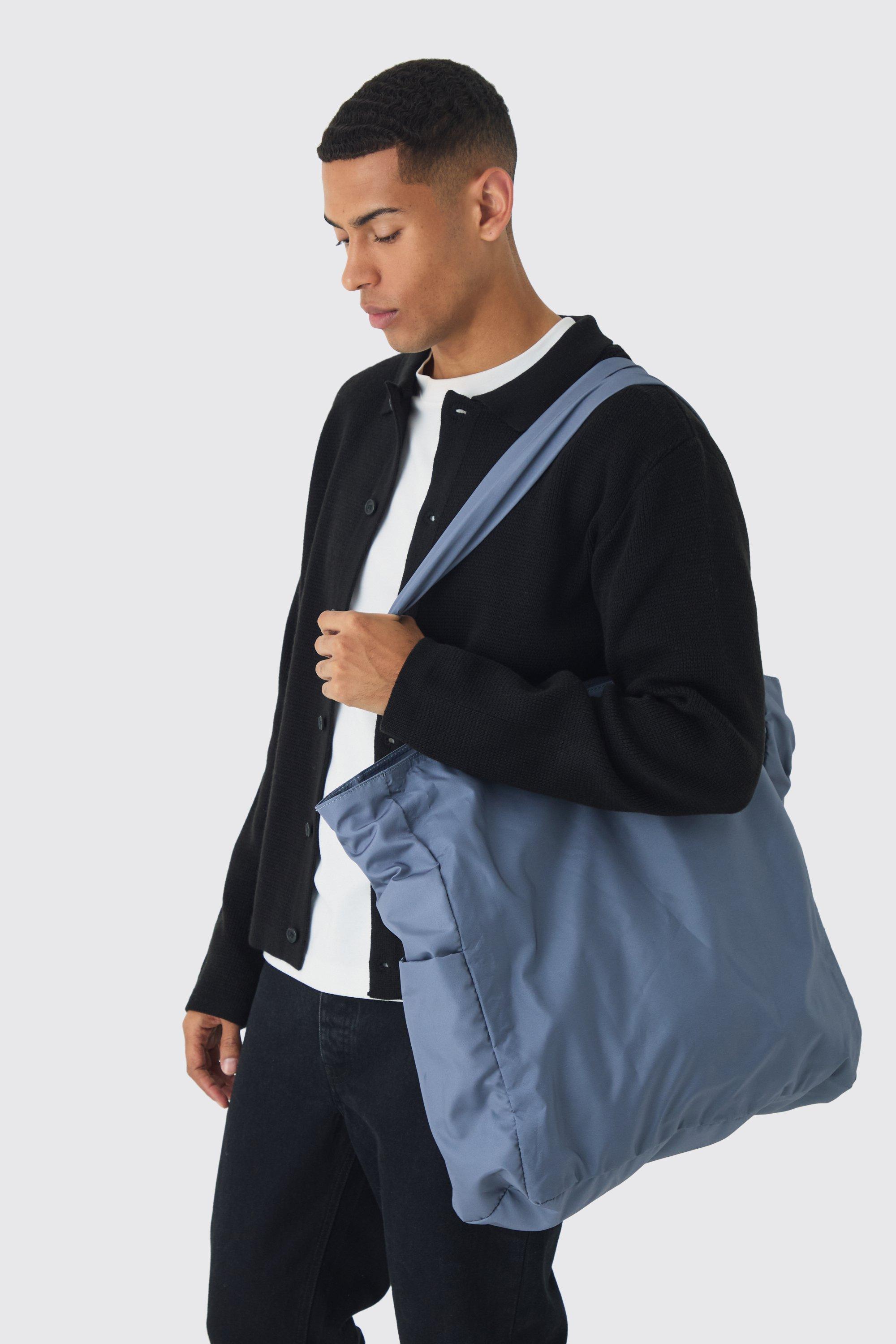 Mens Grey Oversized Tote Bag In Charcoal, Grey