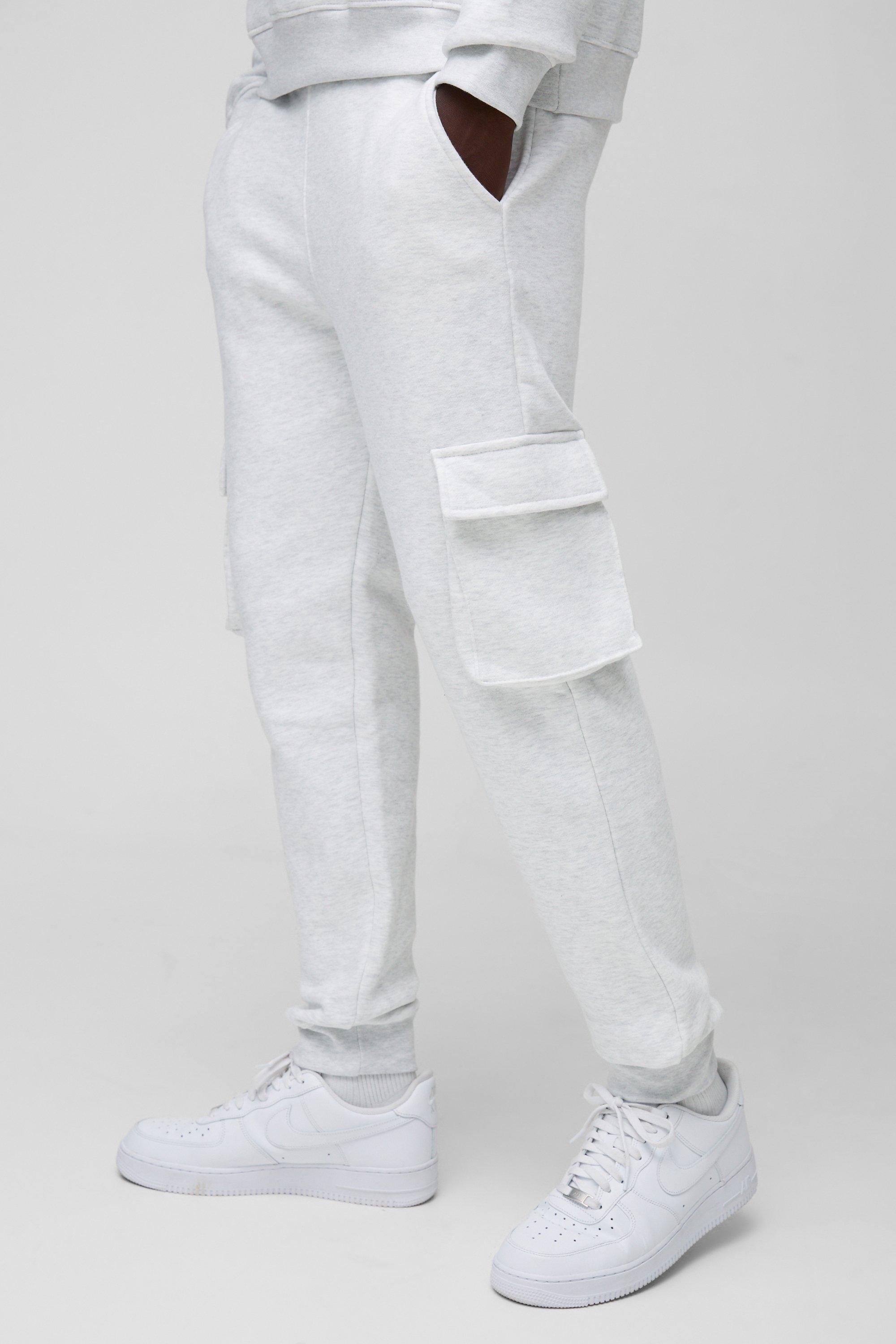 Mens Grey Basic Skinny Fit Cargo Jogger, Grey