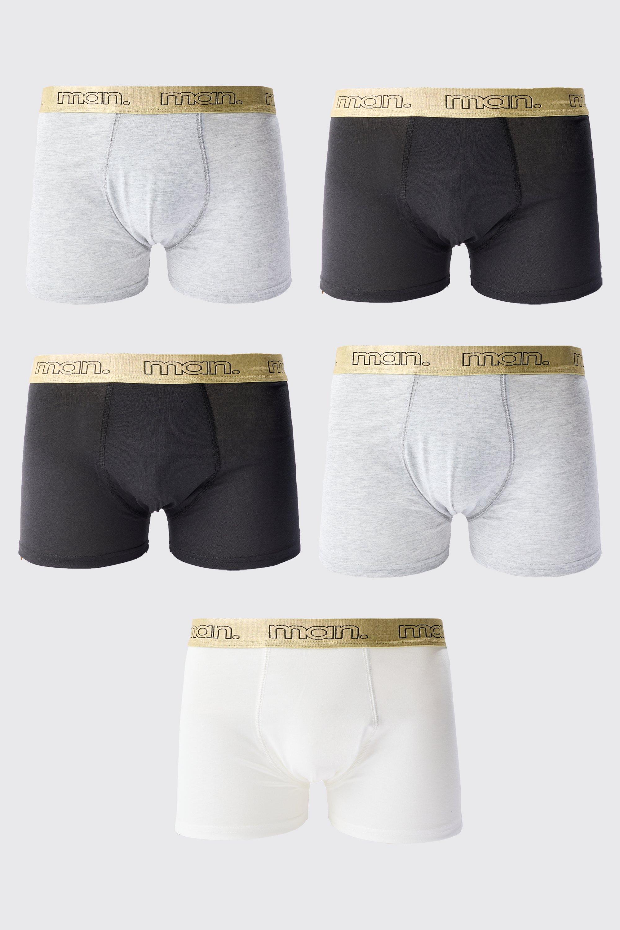 Mens Multi 5 Pack Man Gold Waistband Boxers, Multi