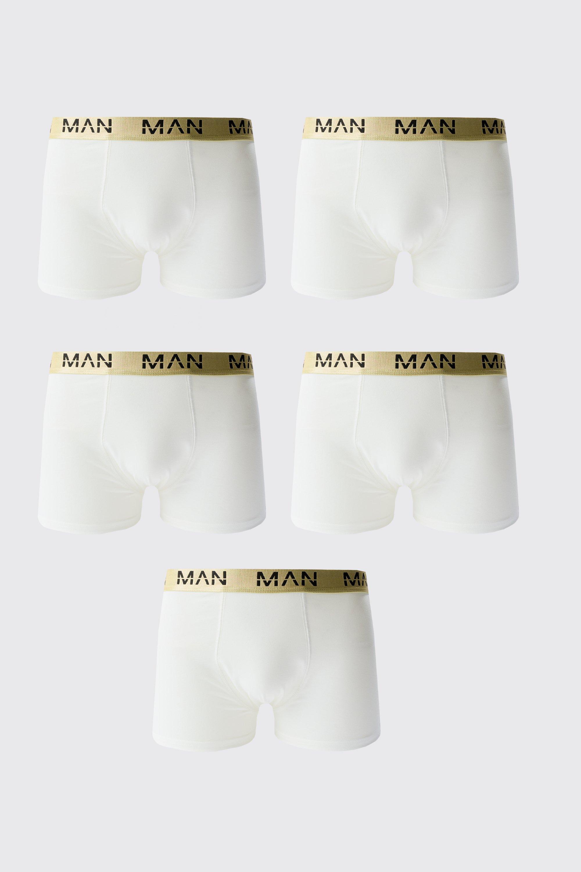 Boxer Man Dash color oro con fascia in vita - set di 5 paia, Bianco