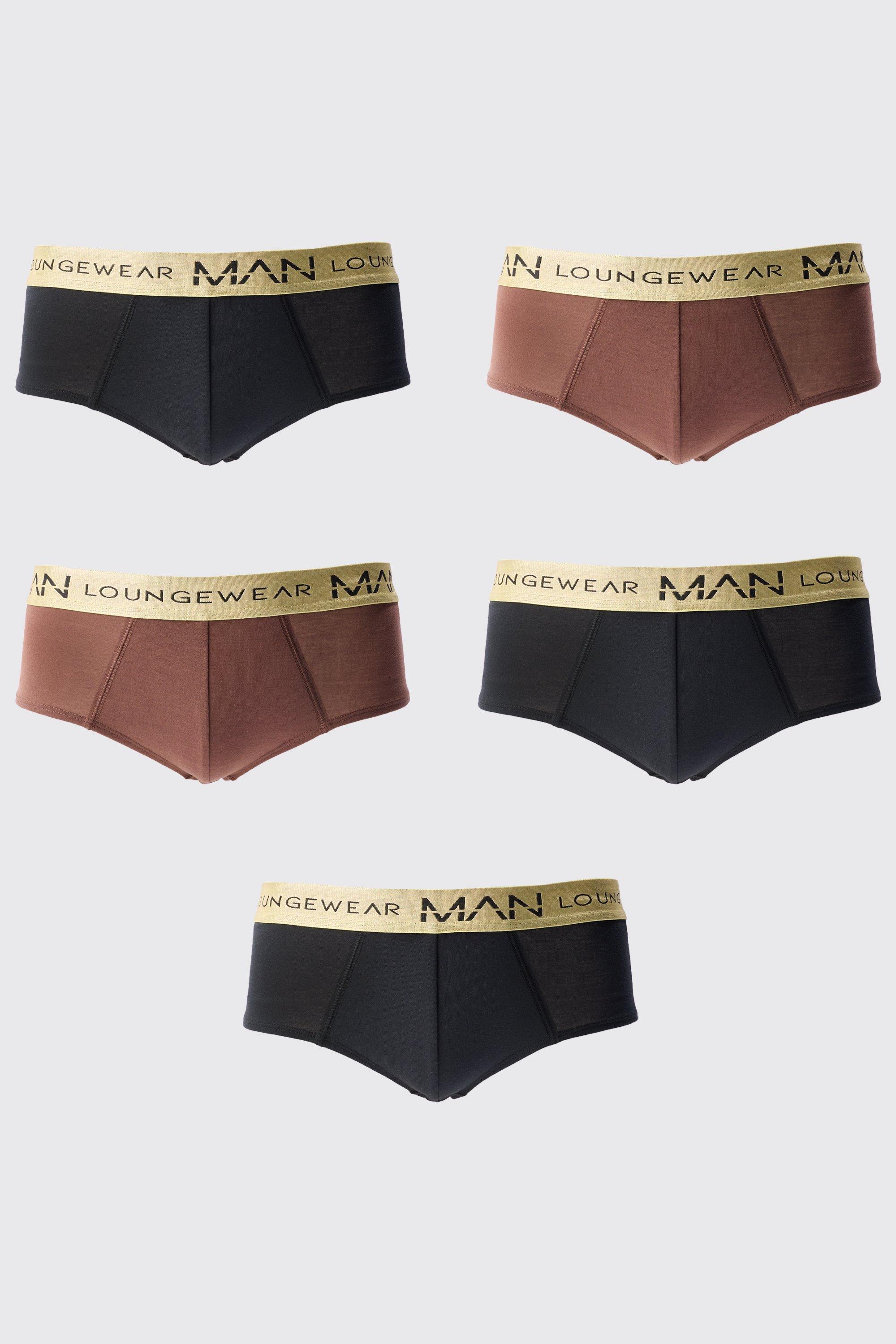 Slip color oro con firma Man e fascia in vita - set di 5 paia, Multi