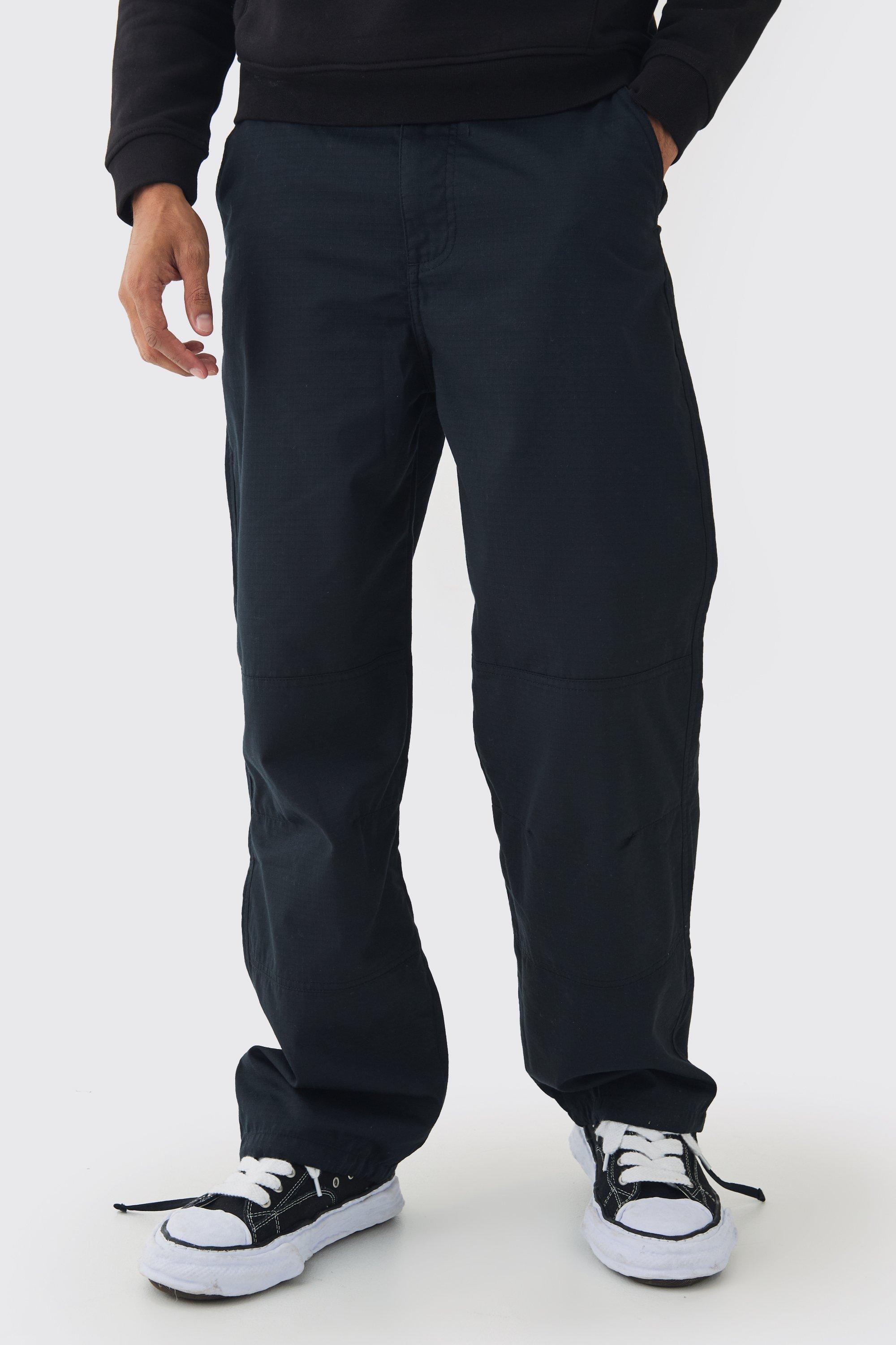 Pantaloni rilassati in nylon ripstop con trama, Nero