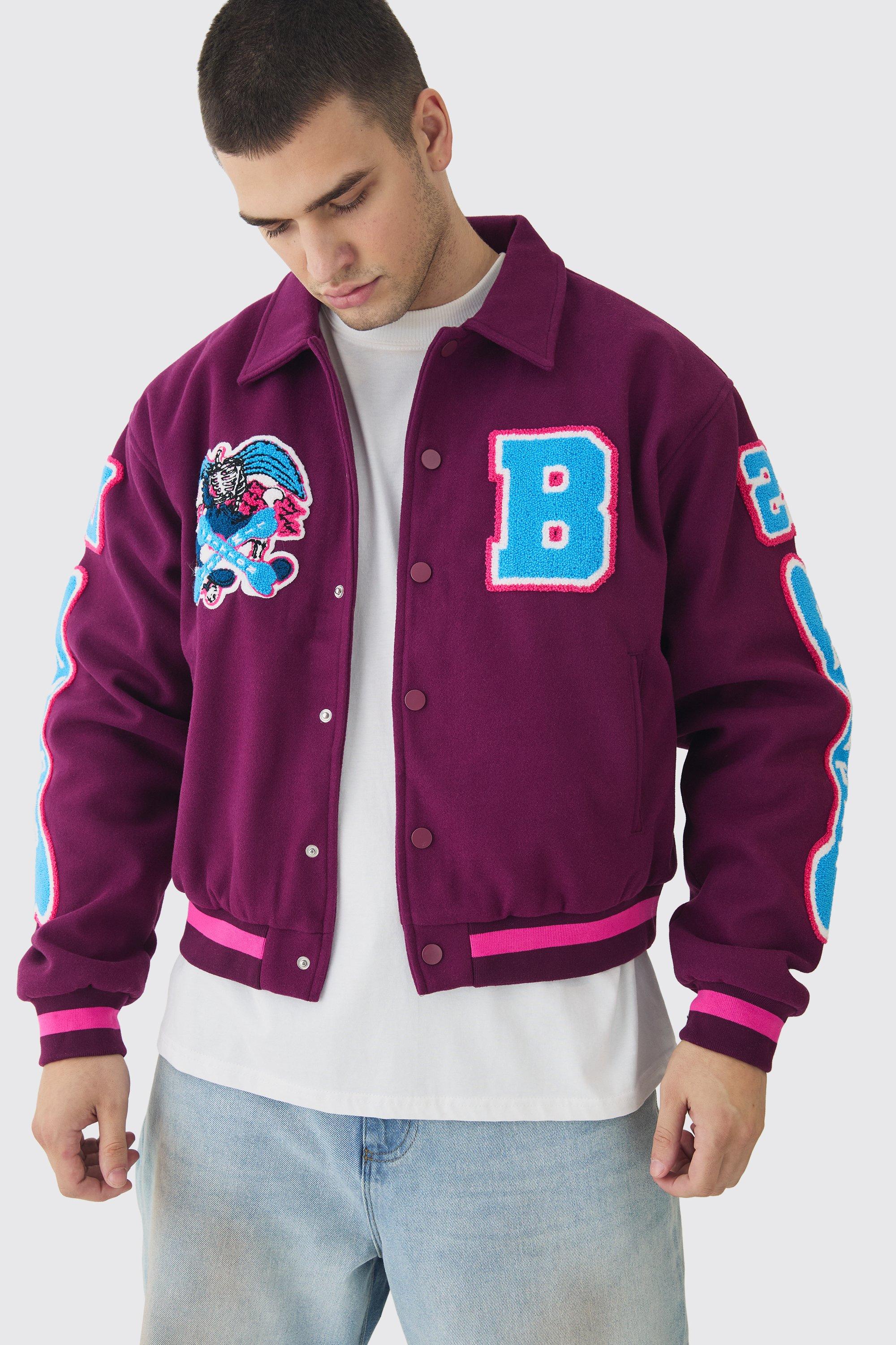 Giacca Bomber Tall con applique Always On The Grind, Purple