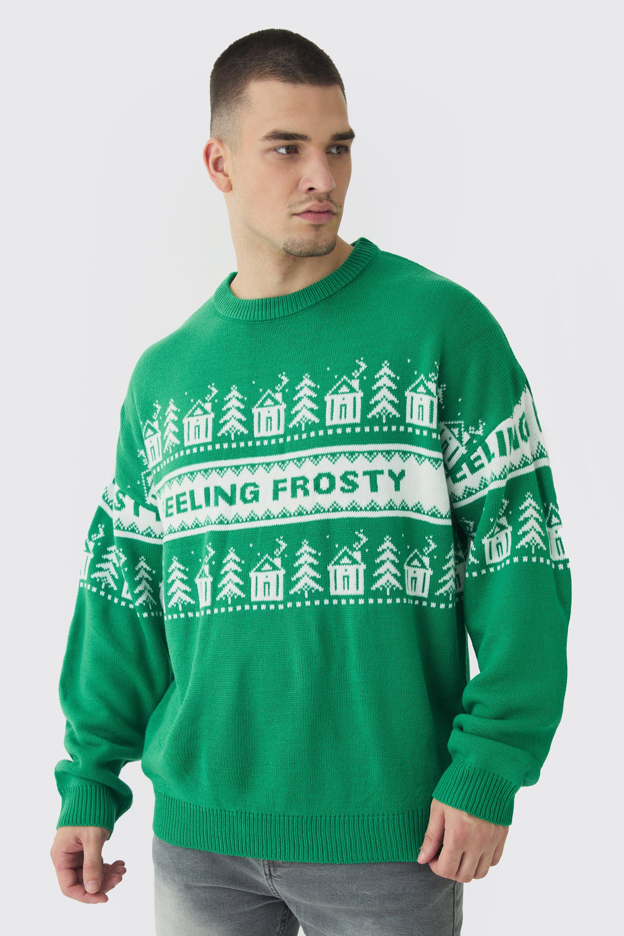 Maglione natalizio Tall con motivi Frosty Fairisle, Verde