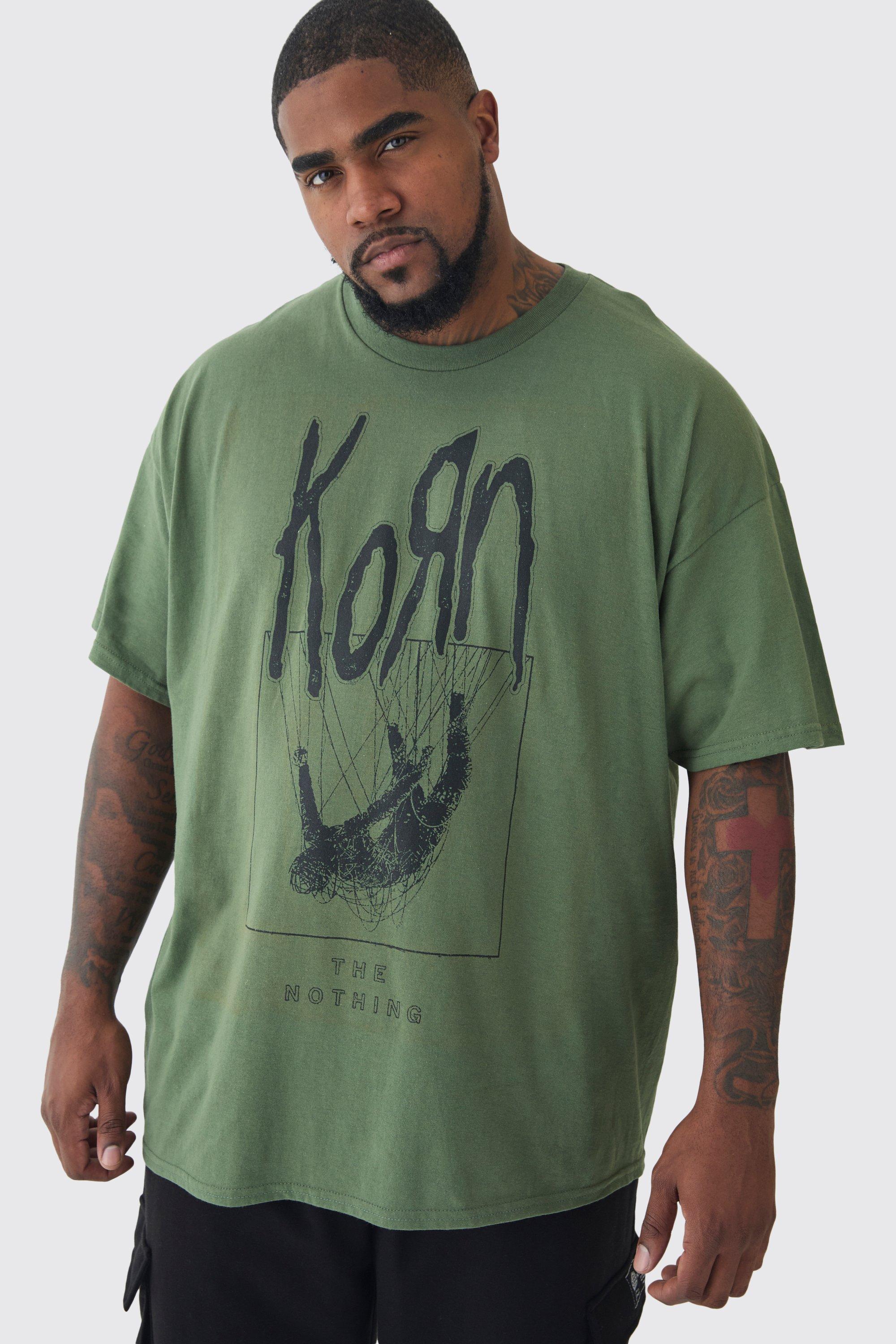 T-shirt Plus Size verde ufficiale con stampa Korn, Verde