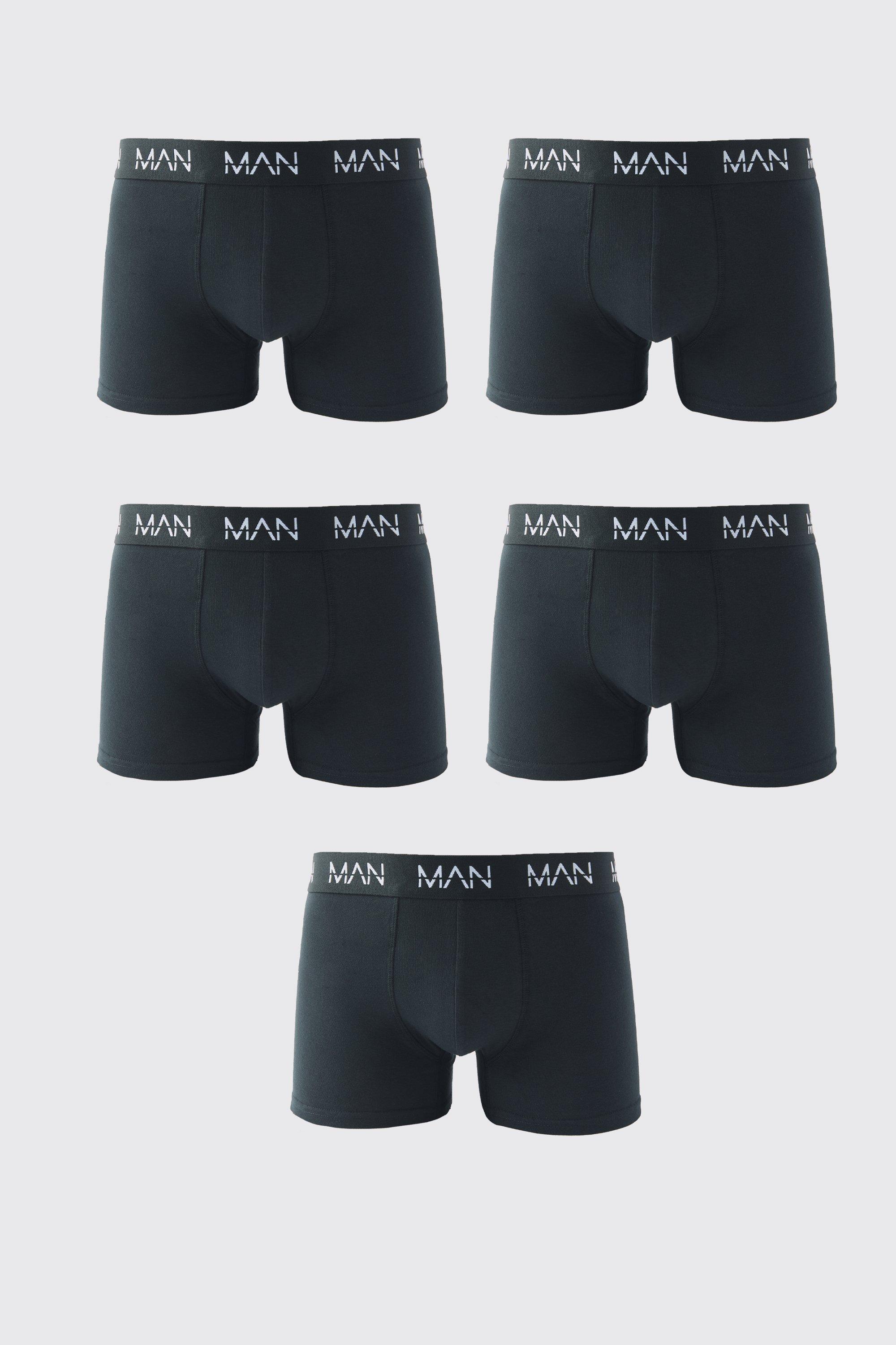 Mens Black 5 Pack Man Trunks, Black