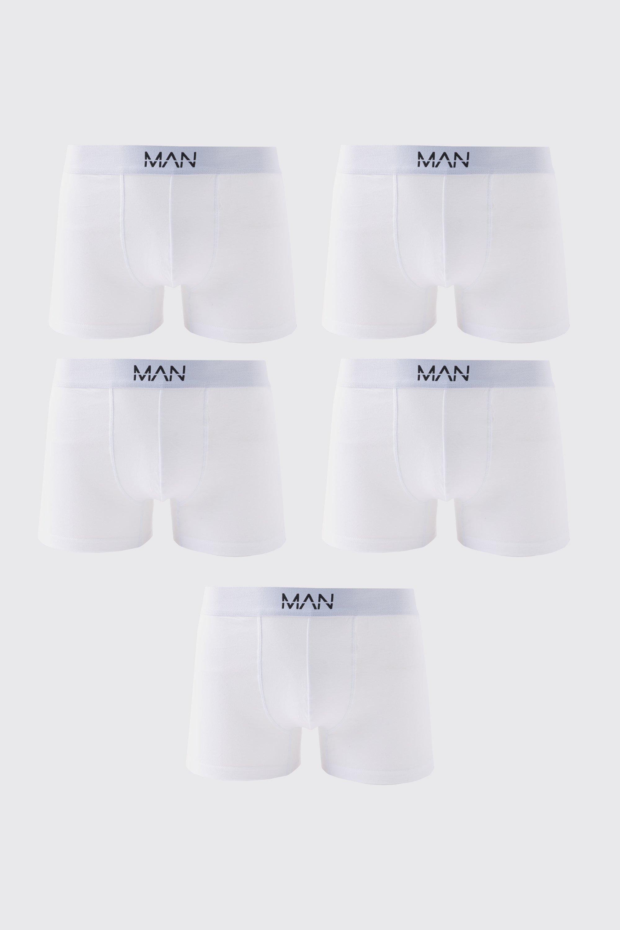 Mens White 5 Pack Man Trunks, White