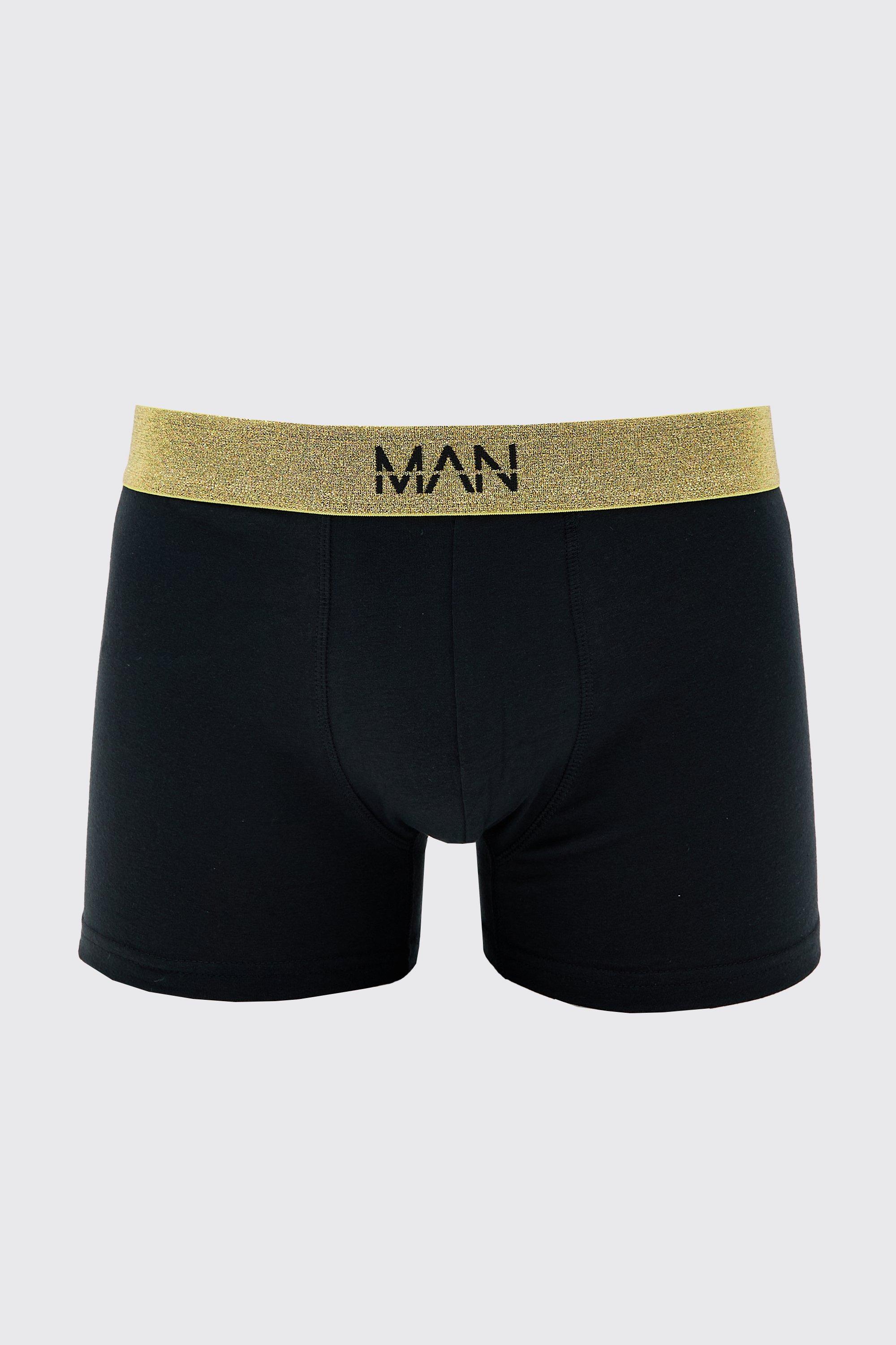 Boxer neri Man Dash color oro con fascia in vita, Nero