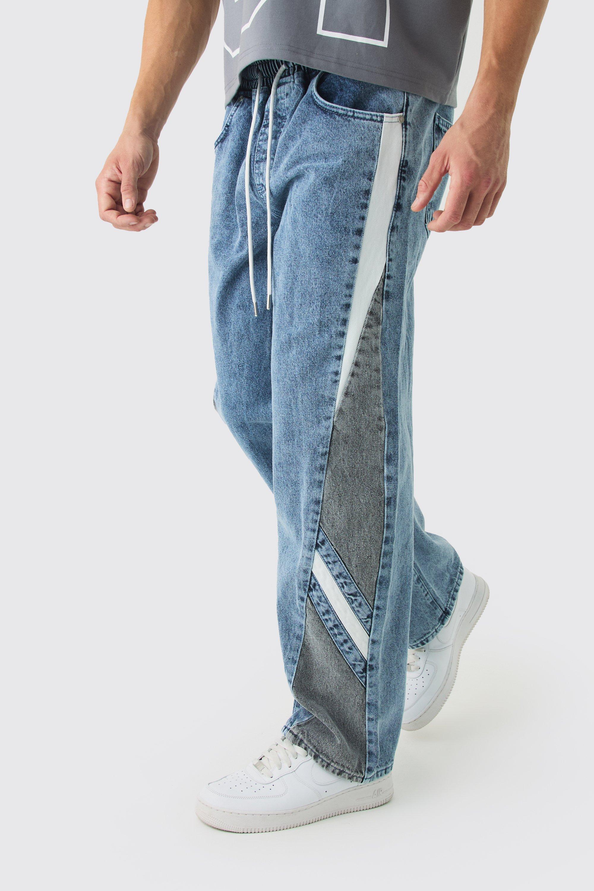 Jeans da moto extra comodi in denim rigido con vita elasticizzata, Azzurro