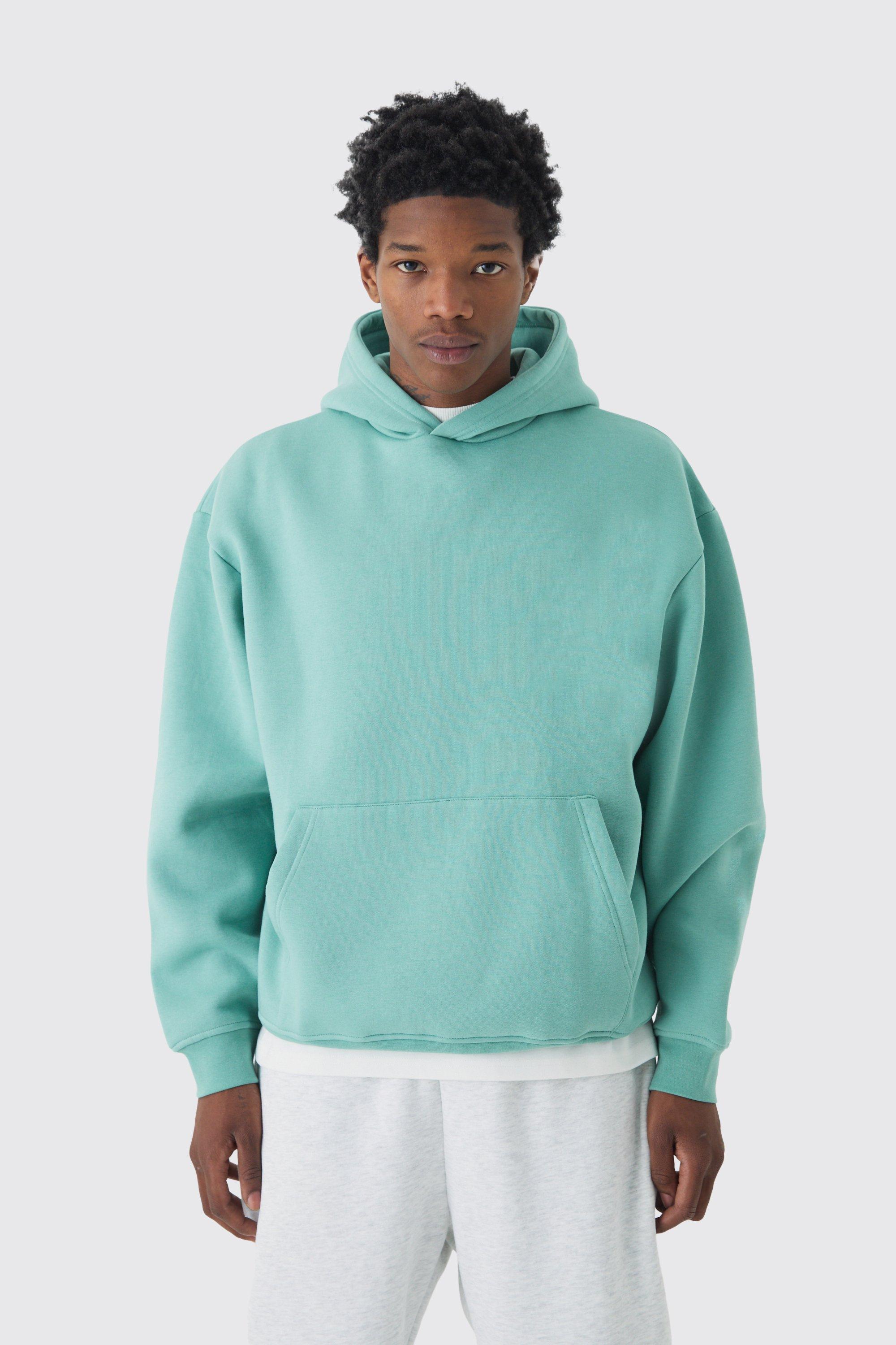 Mens Blue 330GSM Basic Oversized Over The Head Hoodie, Blue